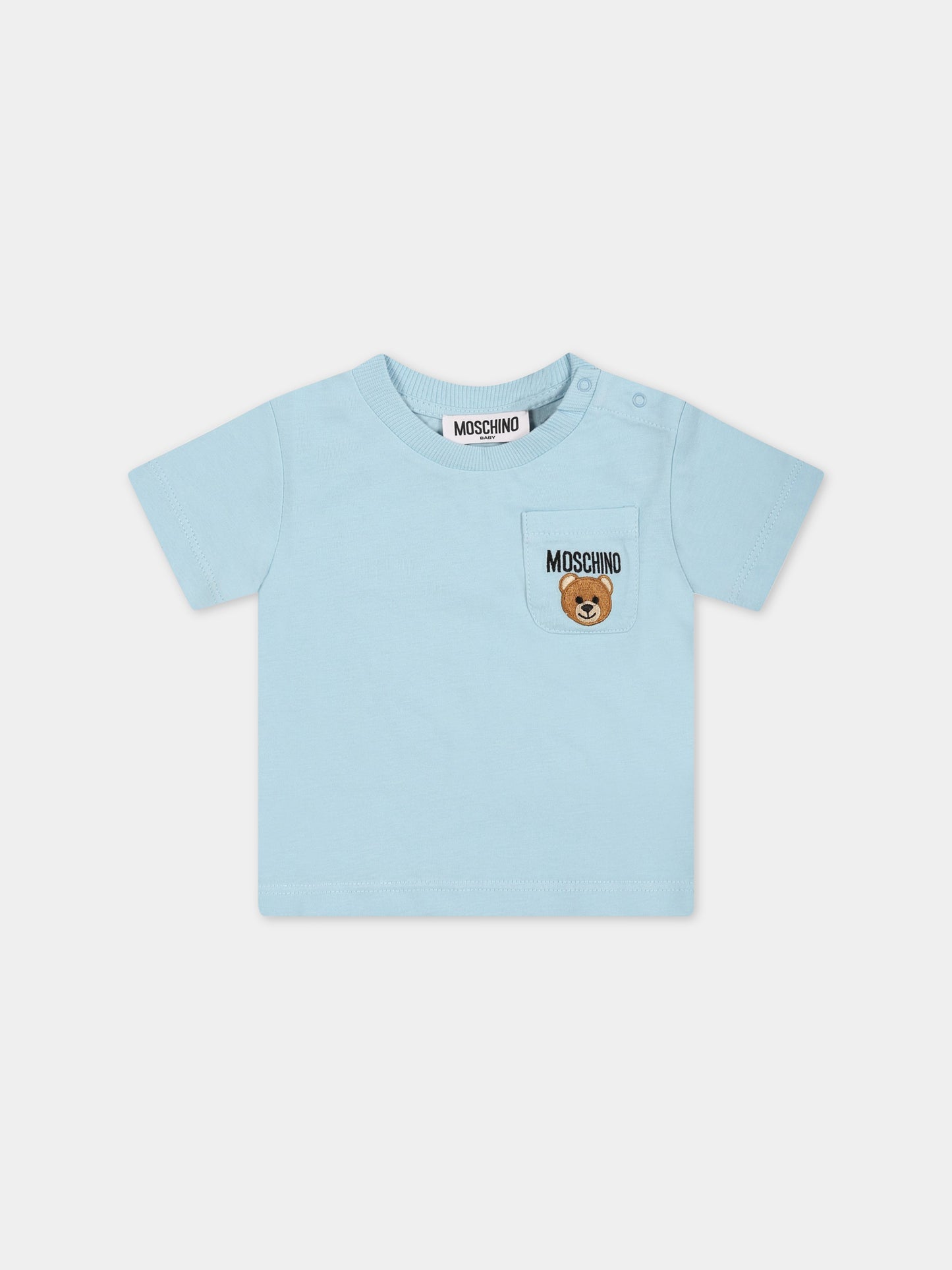 T-shirt celeste per neonato con Teddy Bear,Moschino Kids,MUM03K LAA24 40304