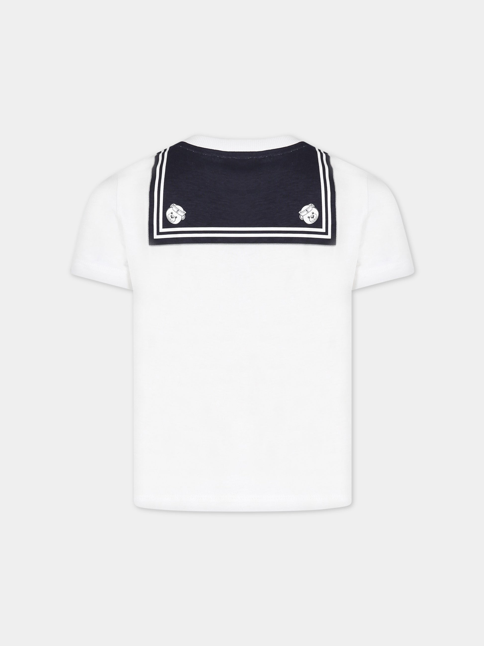 T-shirt bianca per bambino con logo,Moschino Kids,HTM03L LAA02 10101