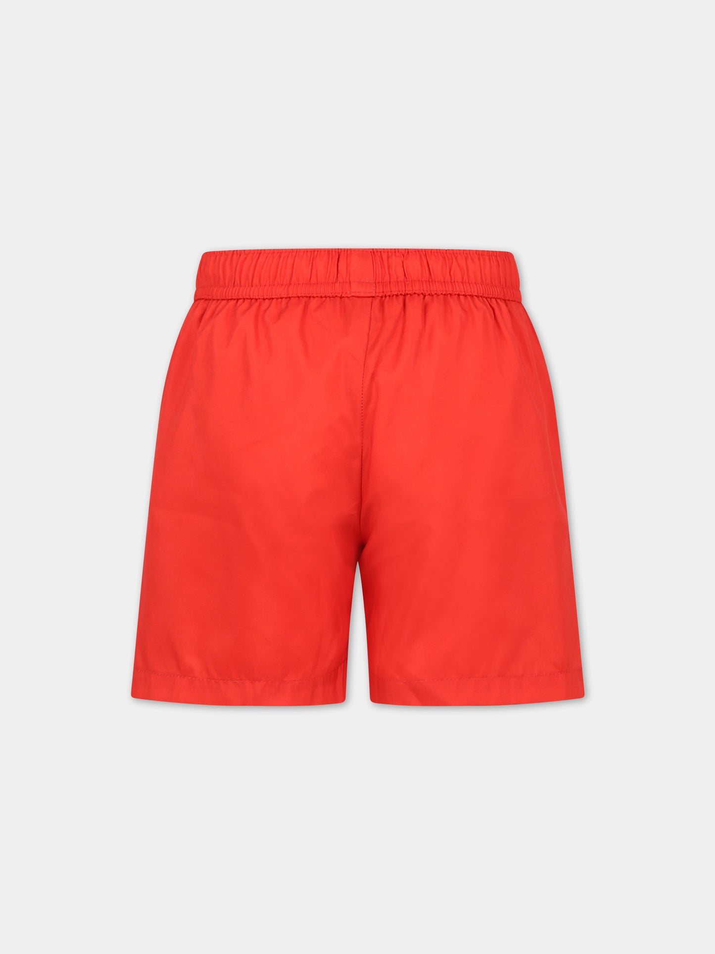 Boxer-mare rosso per bambino con Teddy Bear e logo,Moschino Kids,HUL01C LKA02 50109