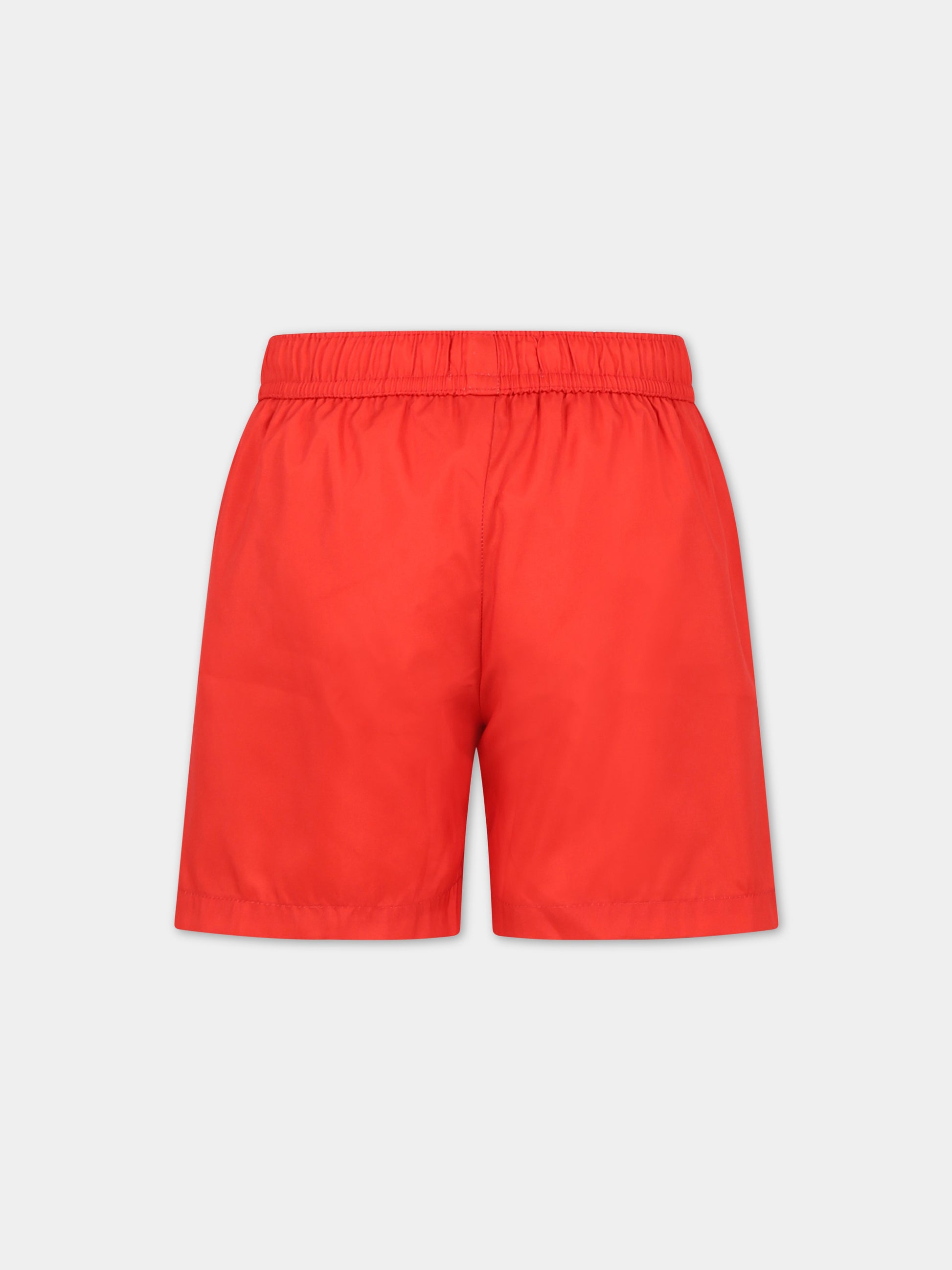 Boxer-mare rosso per bambino con Teddy Bear e logo,Moschino Kids,HUL01C LKA02 50109