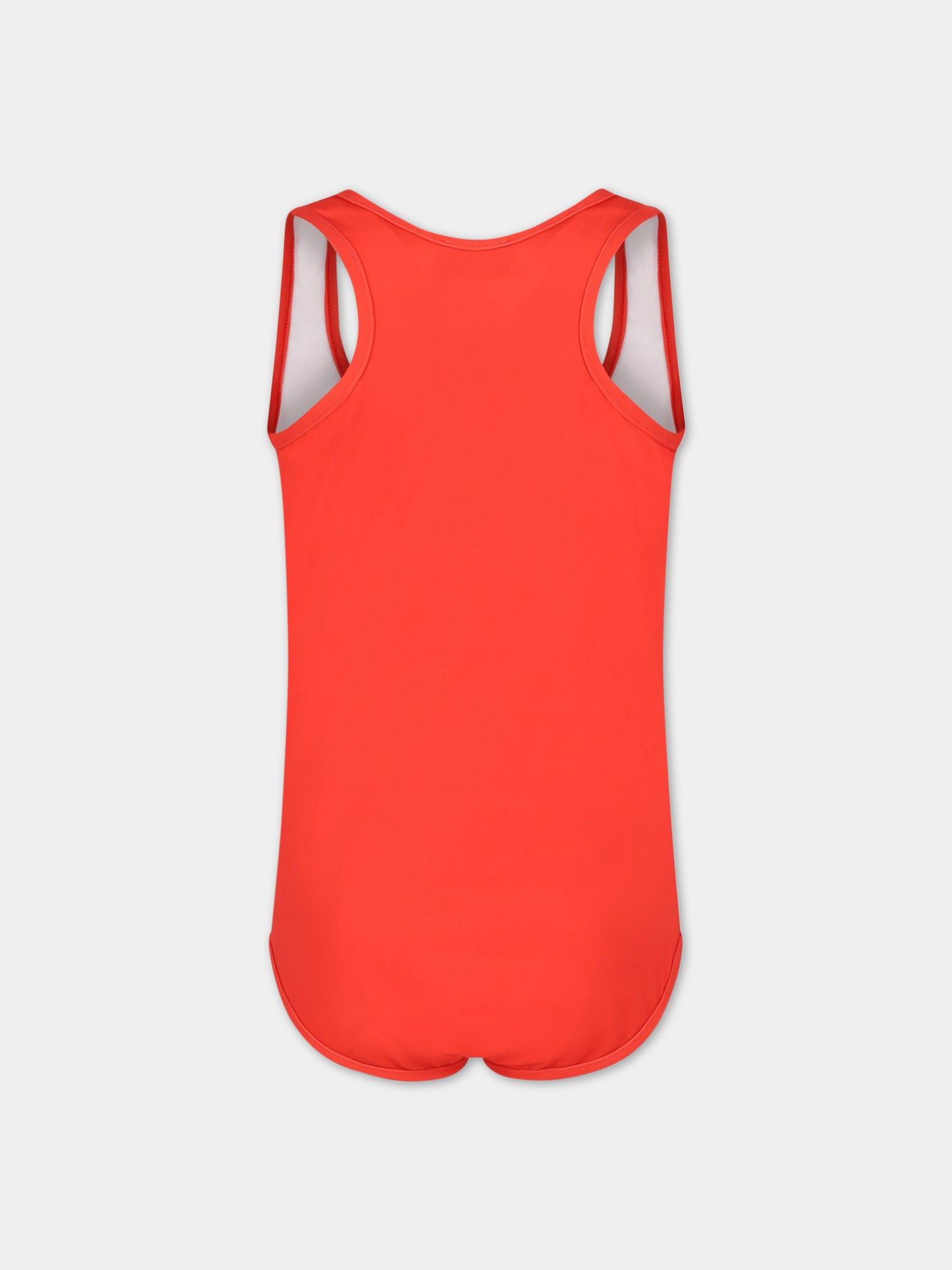 Costume rosso intero per bambina con Teddy Bear e logo,Moschino Kids,HDL00O LKA00 50109