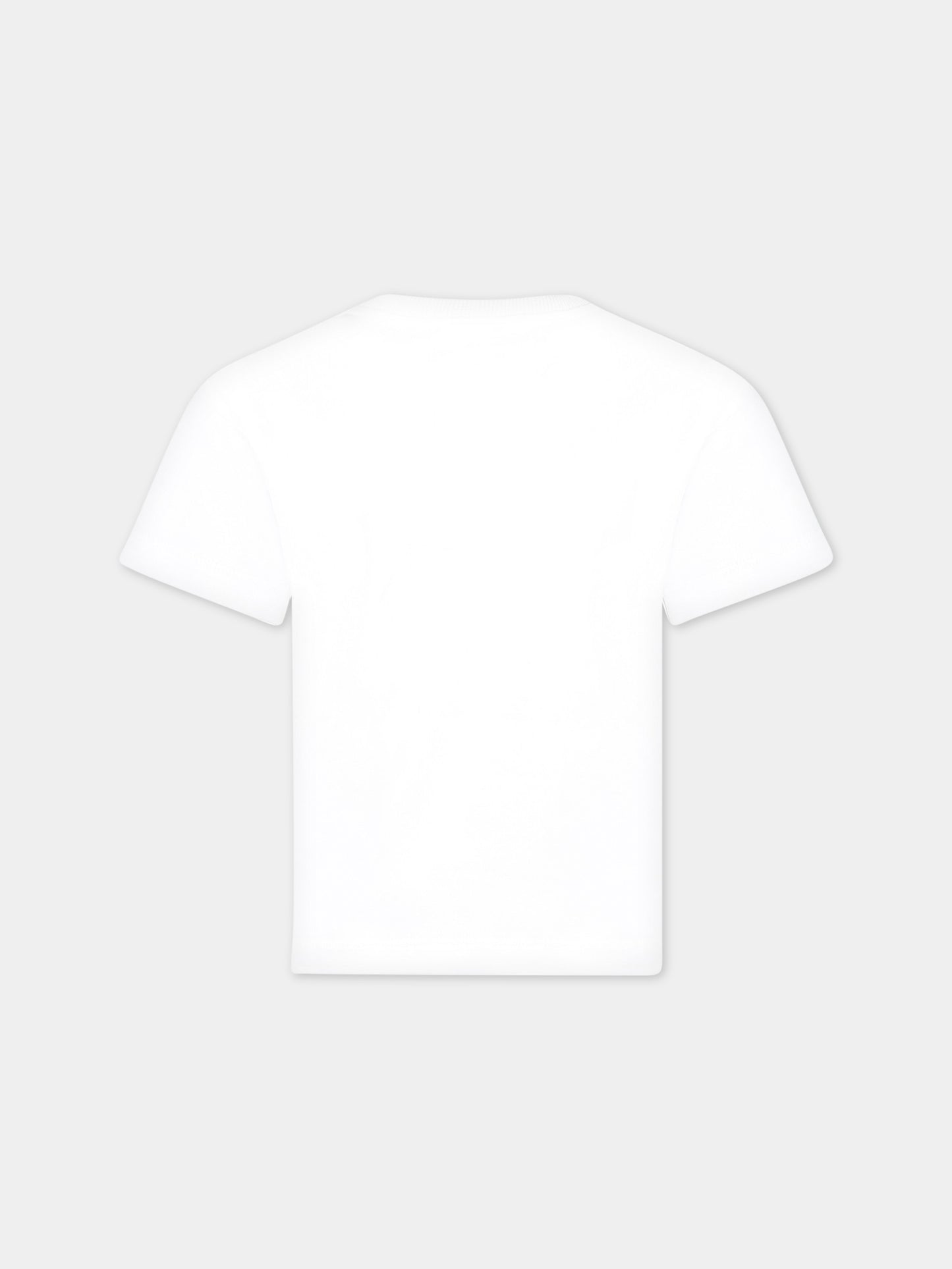 T-shirt bianca per bambino con Teddy Bear e logo nero,Moschino Kids,HMM046 LBA10 10101