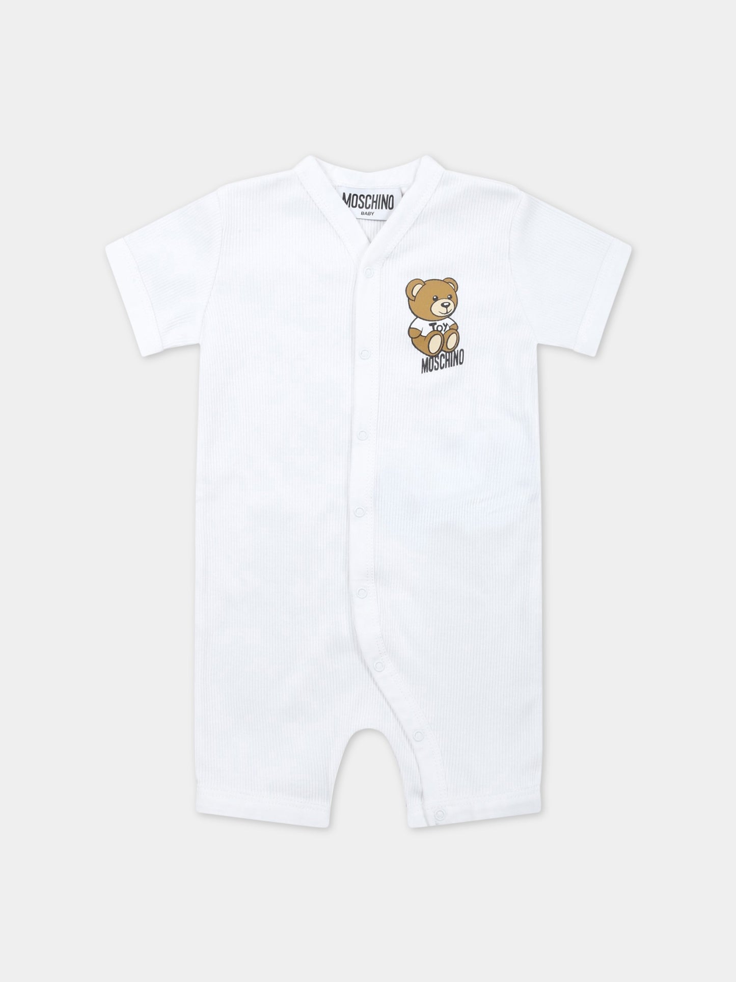 Pagliaccetto bianco per neonati con Teddy Bear,Moschino Kids,MUY055 LAA32 10101