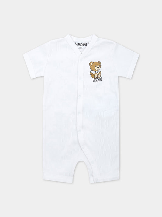 Pagliaccetto bianco per neonati con Teddy Bear,Moschino Kids,MUY055 LAA32 10101