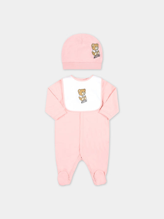 Set rosa per neonata con Teddy Bear,Moschino Kids,MUY04R LBA10 50209