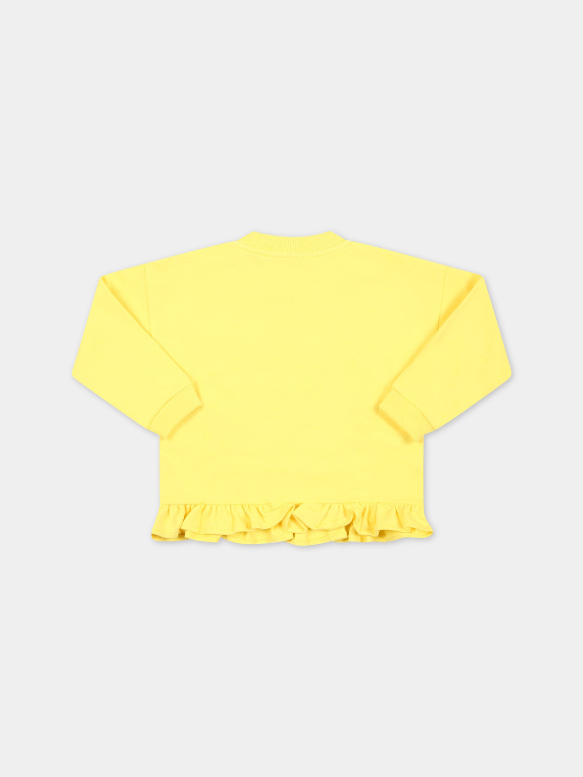 Felpa gialla per neonata con Teddy Bear e rouches,Moschino Kids,MDF02O LDA12 50162