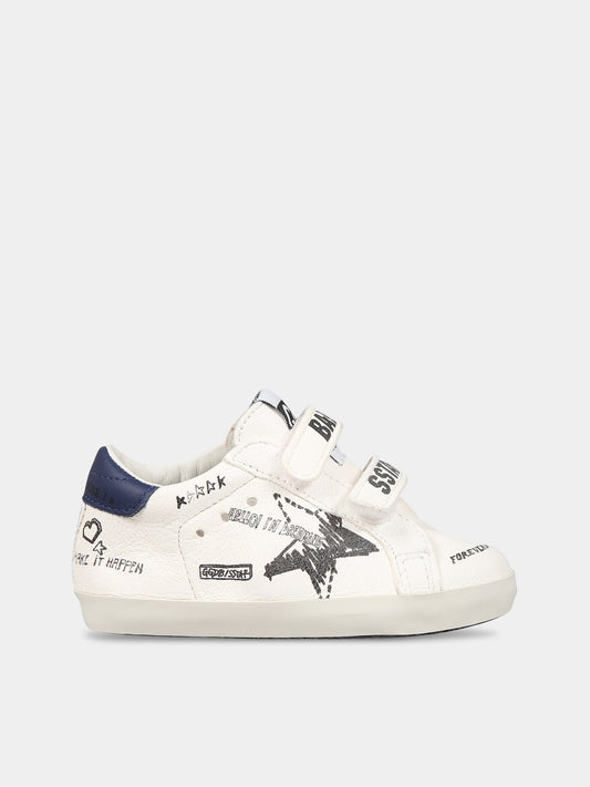Sneakers bianco per neonati con stampa e logo,Golden Goose,GIF00502 F004237 15443