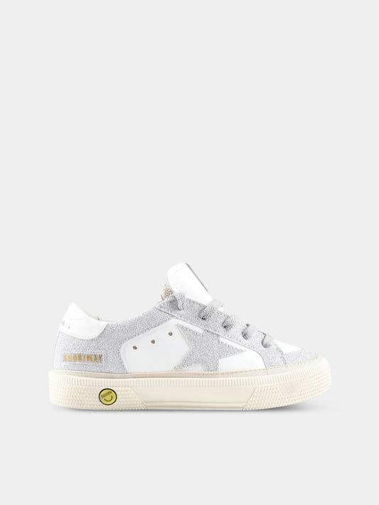Sneakers bianche per bambina con stella argentata,Golden Goose,GYF00495 F004216 80185