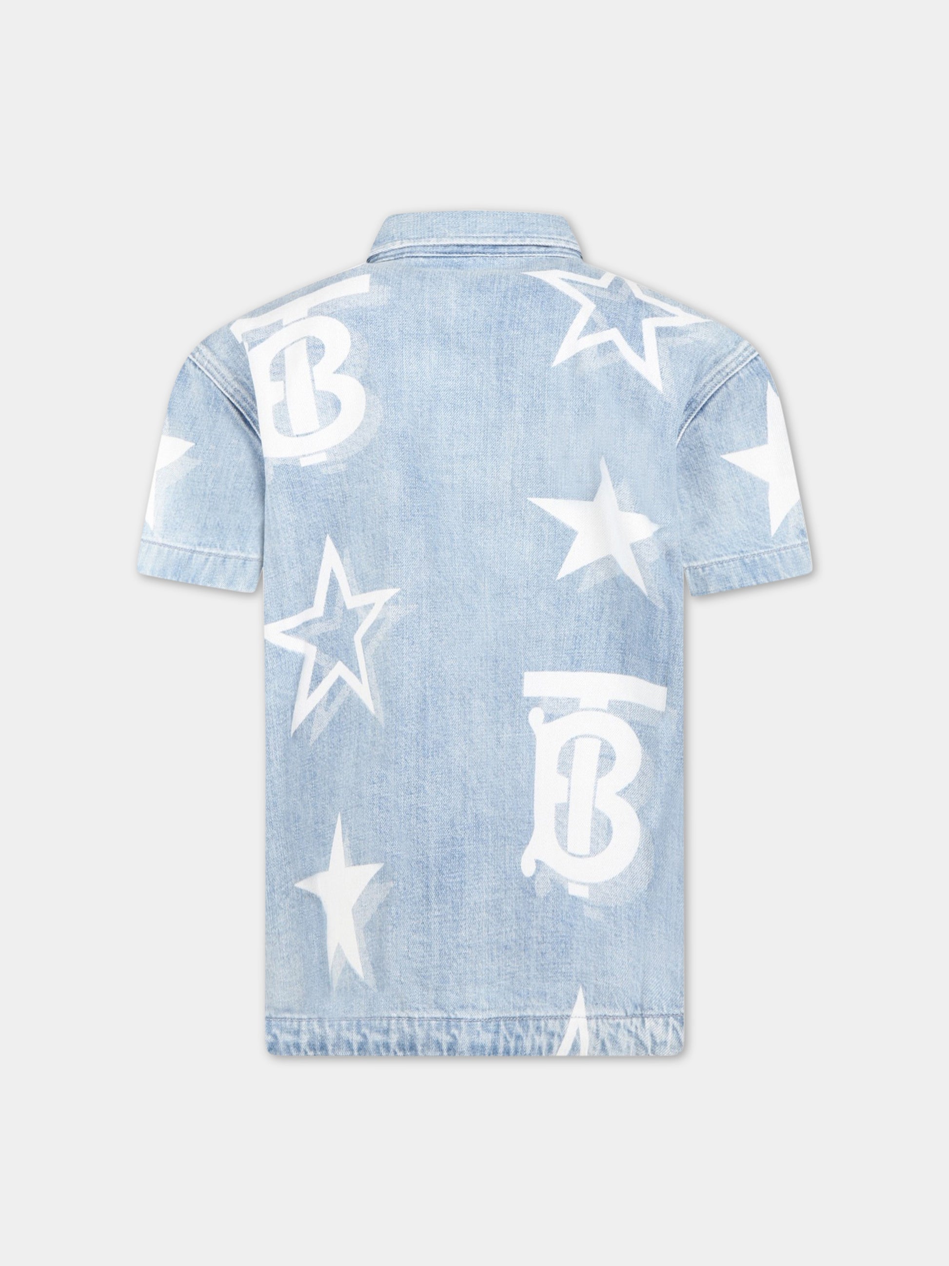 Camicia celeste per bambino con monogramma TB,Burberry Kids,8061229