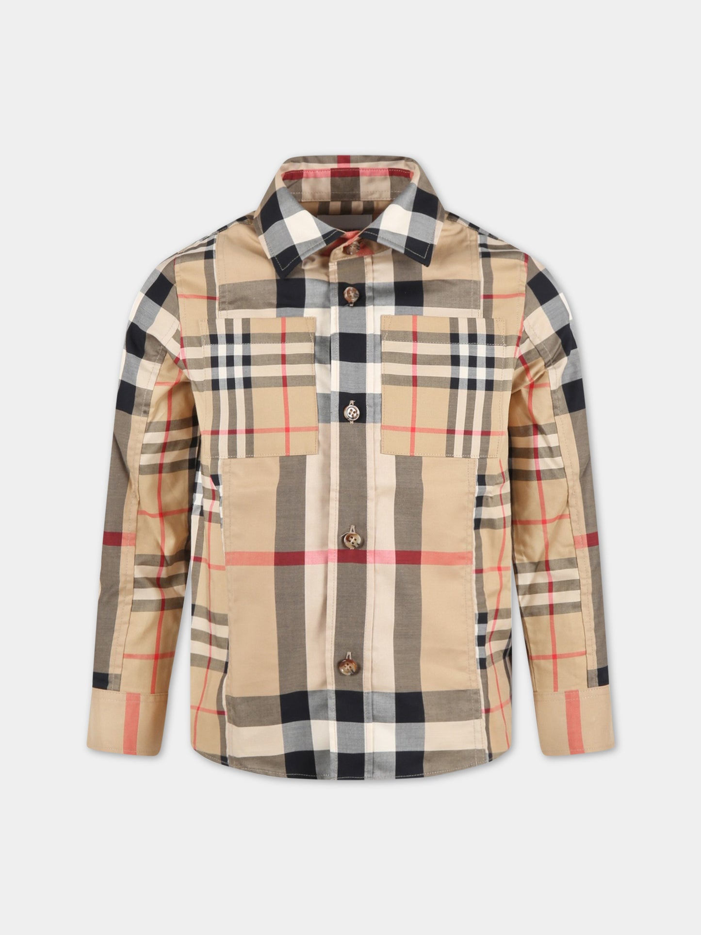 Camicia beige per bambino con check vintage,Burberry Kids,8061467