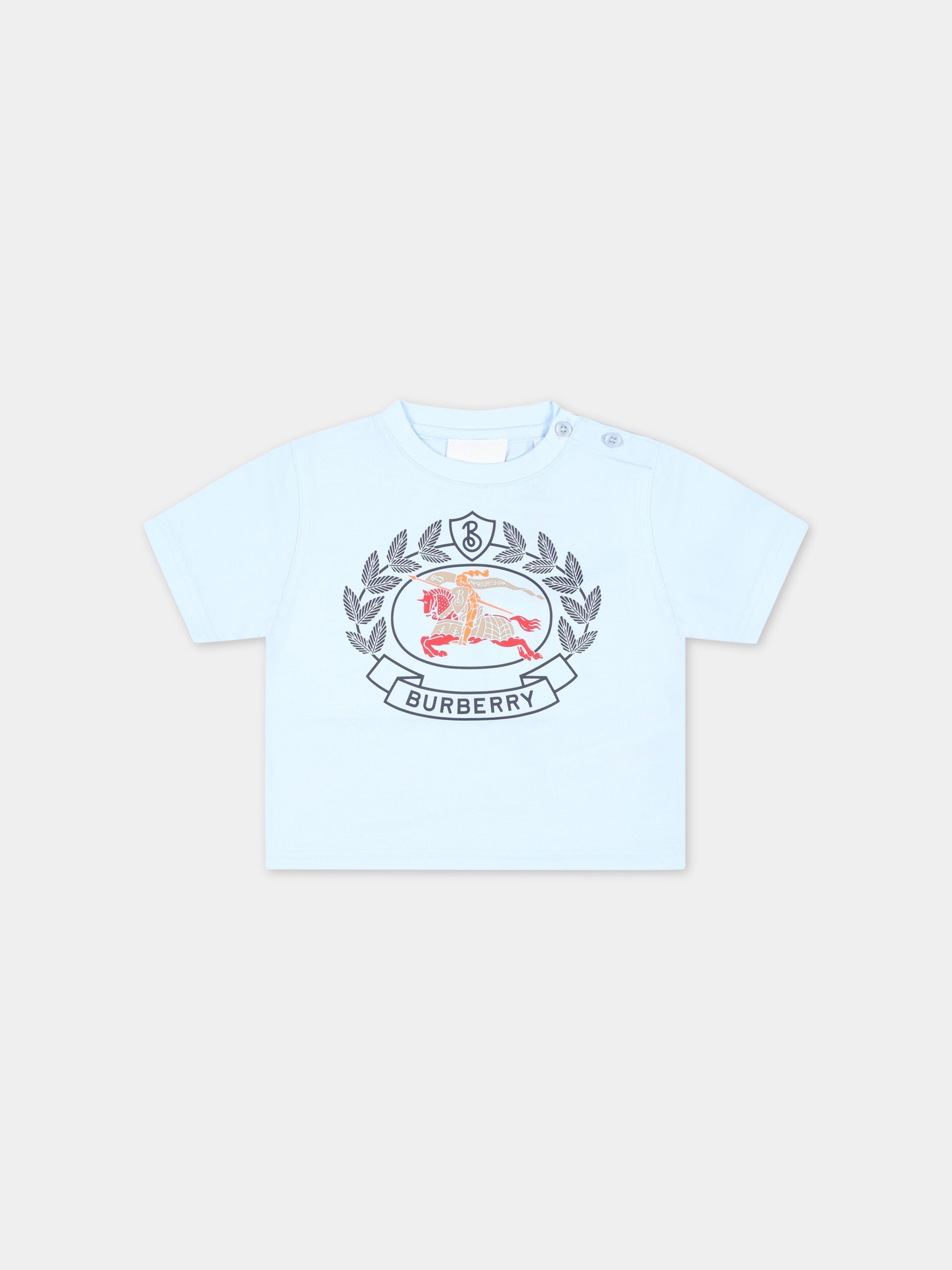 T-shirt celeste per neonato con cavaliere equestre,Burberry Kids,8064453