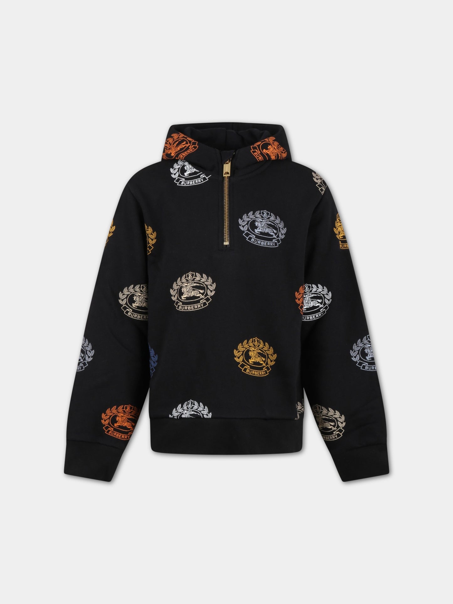 Felpa nera per bambino con cavaliere equestre,Burberry Kids,8063432