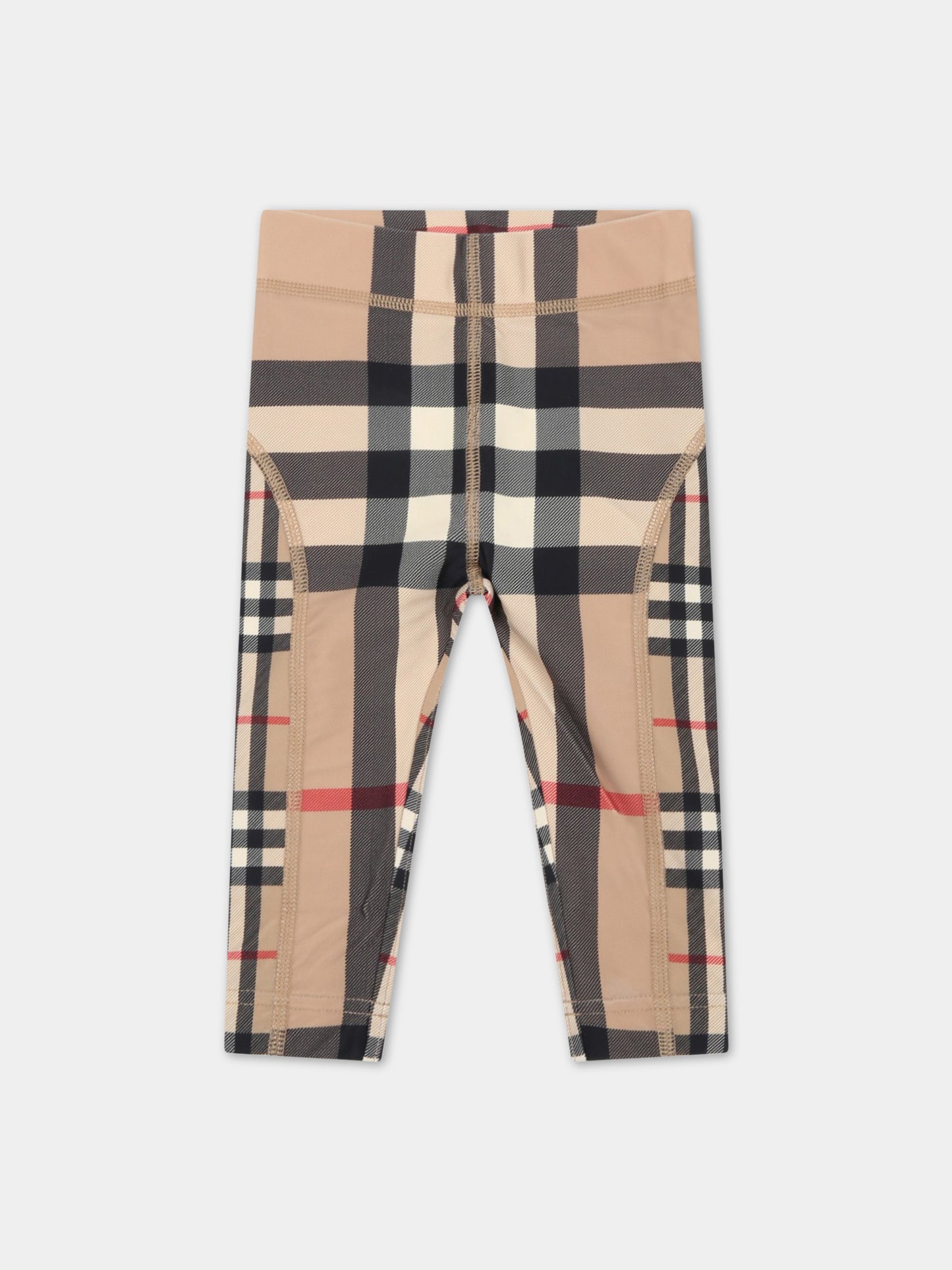 Leggings beige per neonato con iconico check vintage,Burberry Kids,8061389