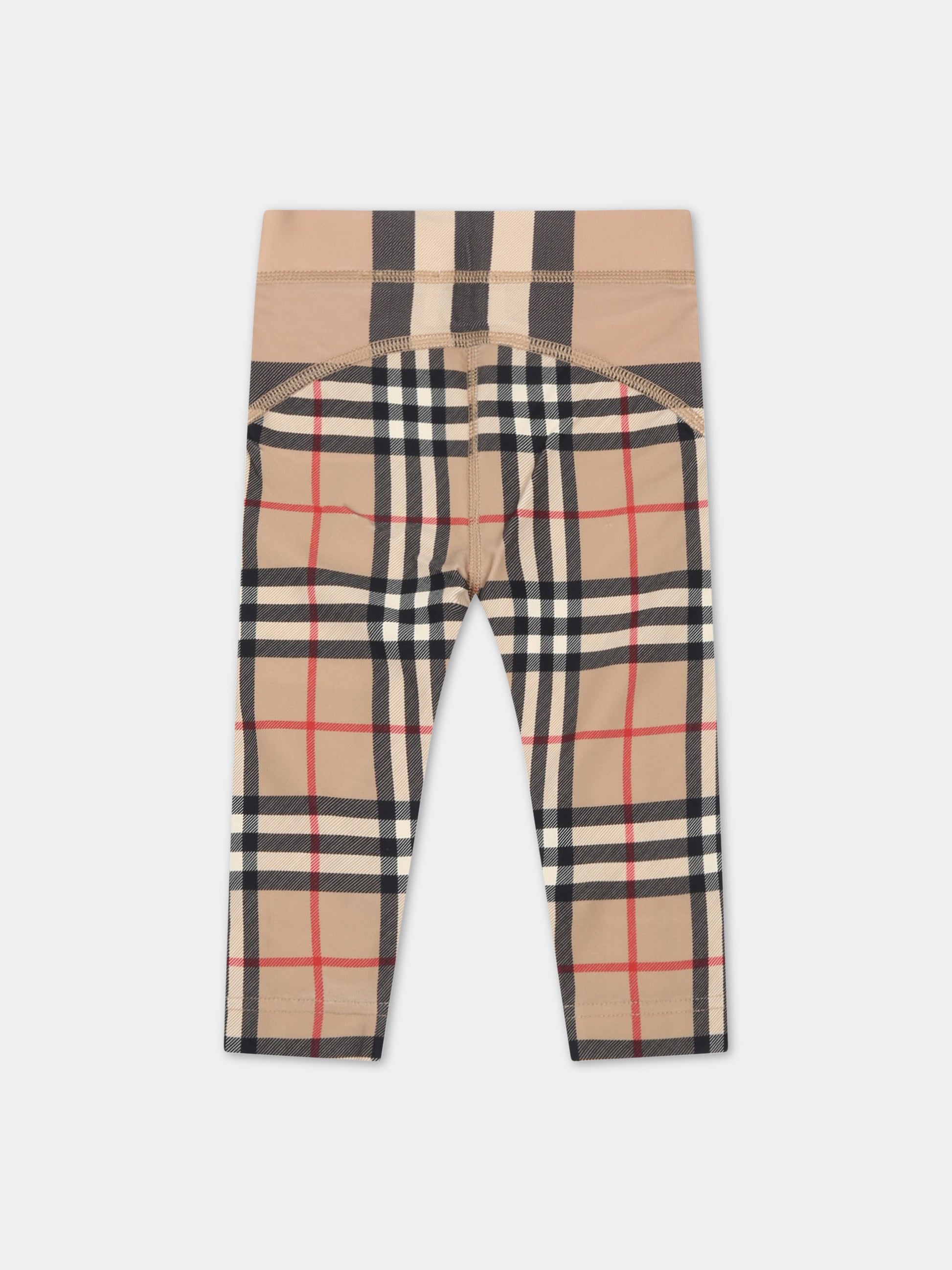 Leggings beige per neonato con iconico check vintage,Burberry Kids,8061389