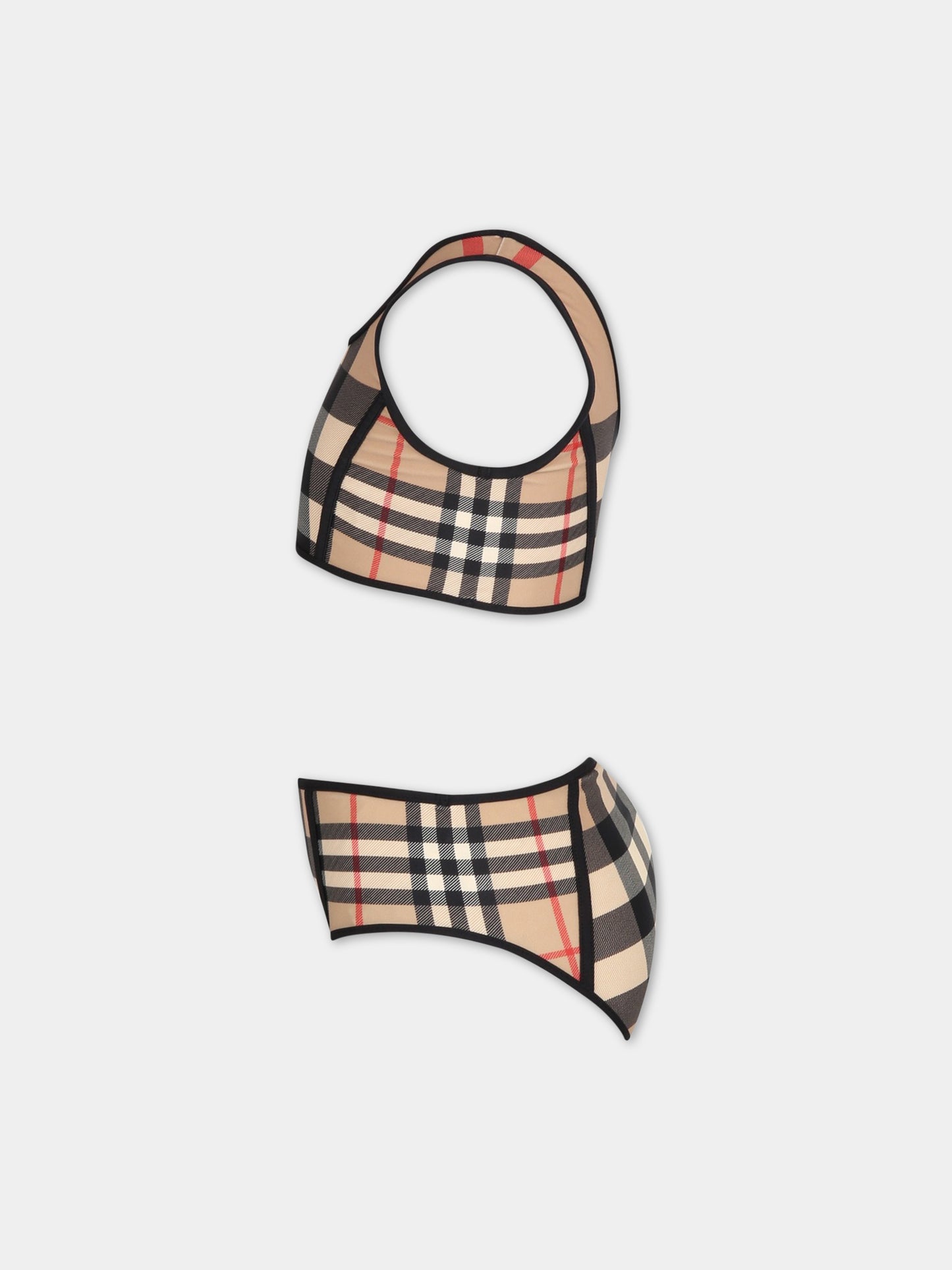 Bikini beige per bambina con iconico check vintage,Burberry Kids,8061850