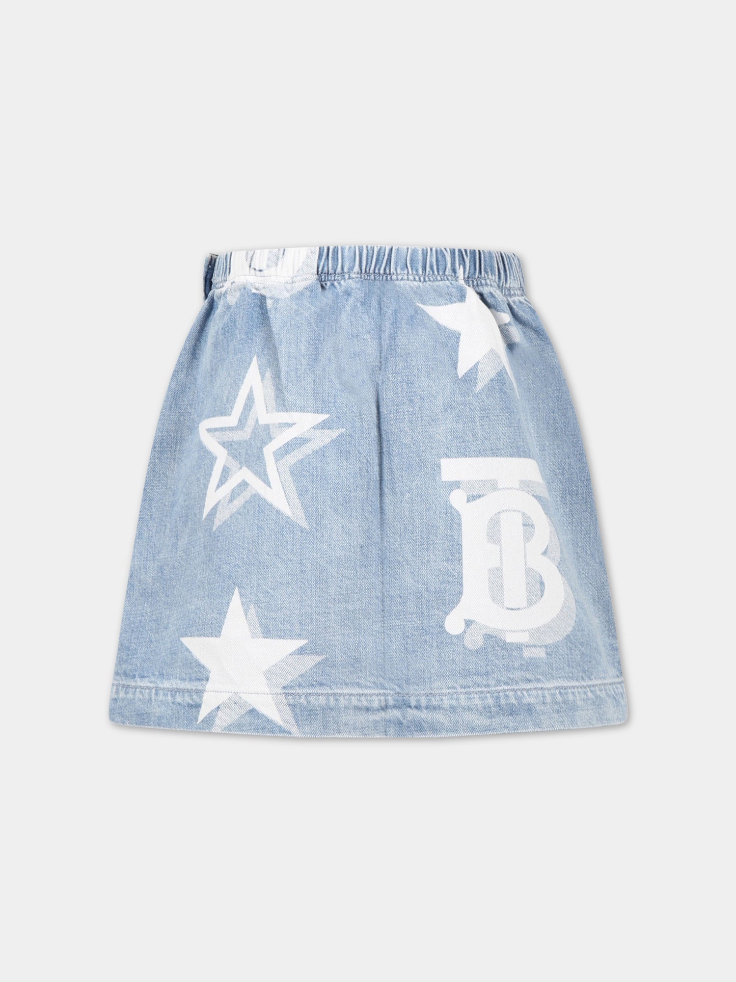 Gonna celeste per bambina con monogramma TB,Burberry Kids,8061233