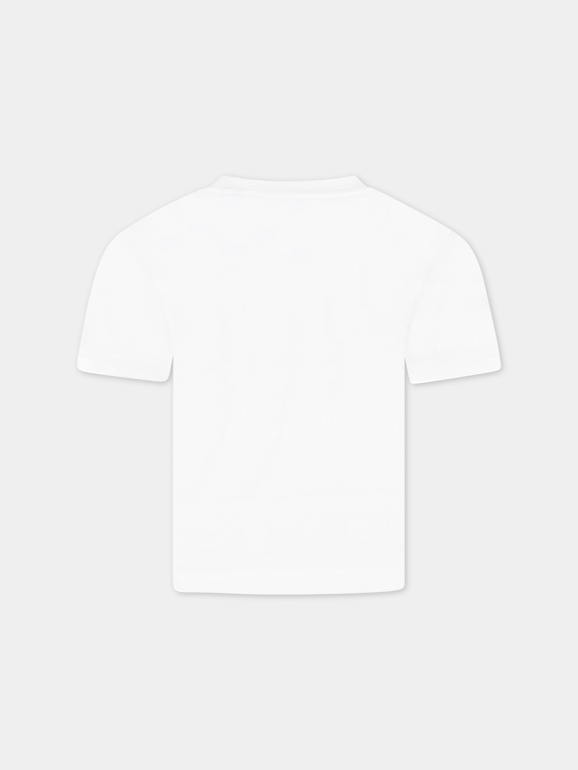 T-shirt bianca per bambino con logo nero,Burberry Kids,8064570