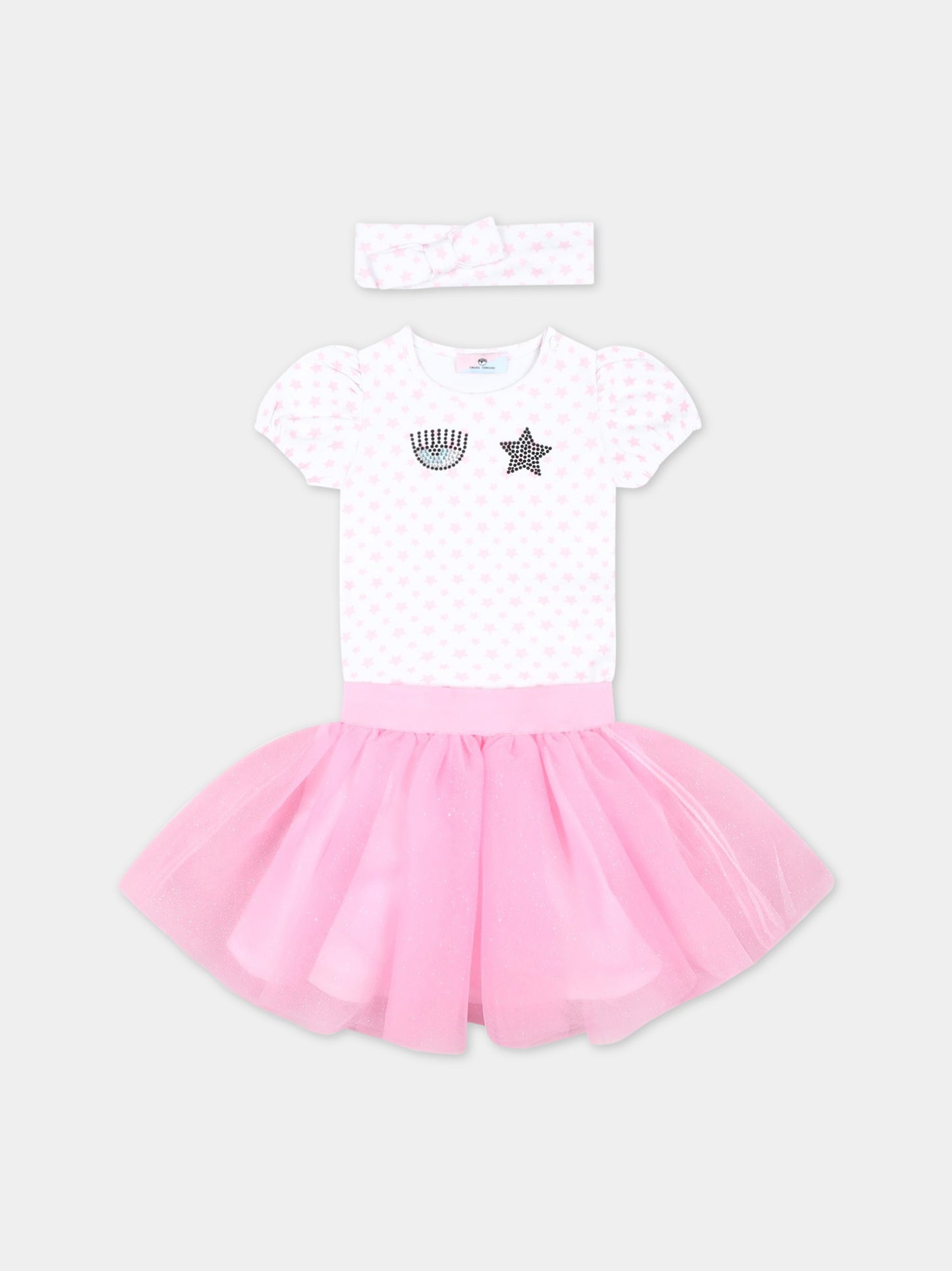 Completo multicolor per neonata con iconico occhiolino e stelle,Chiara Ferragni Collection,55A503 1001 9990