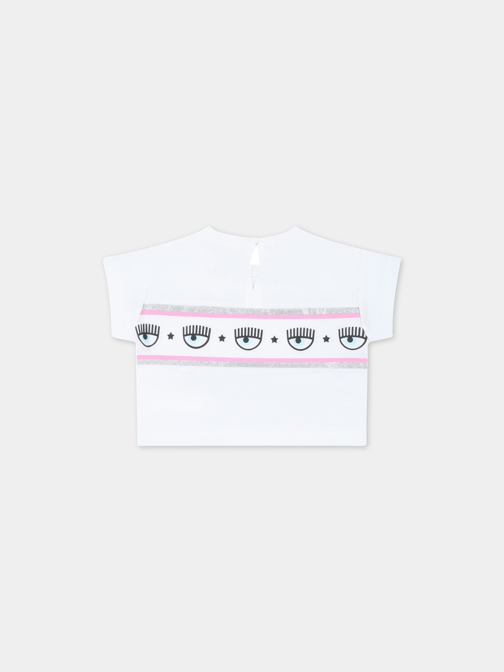 T-shirt bianca per neonata con iconici occhiolini,Chiara Ferragni Collection,53A603 1041 0099
