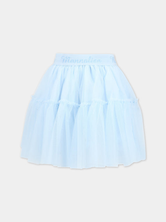 Gonna celeste per bambina con logo,Monnalisa,17AGON T9945 0058