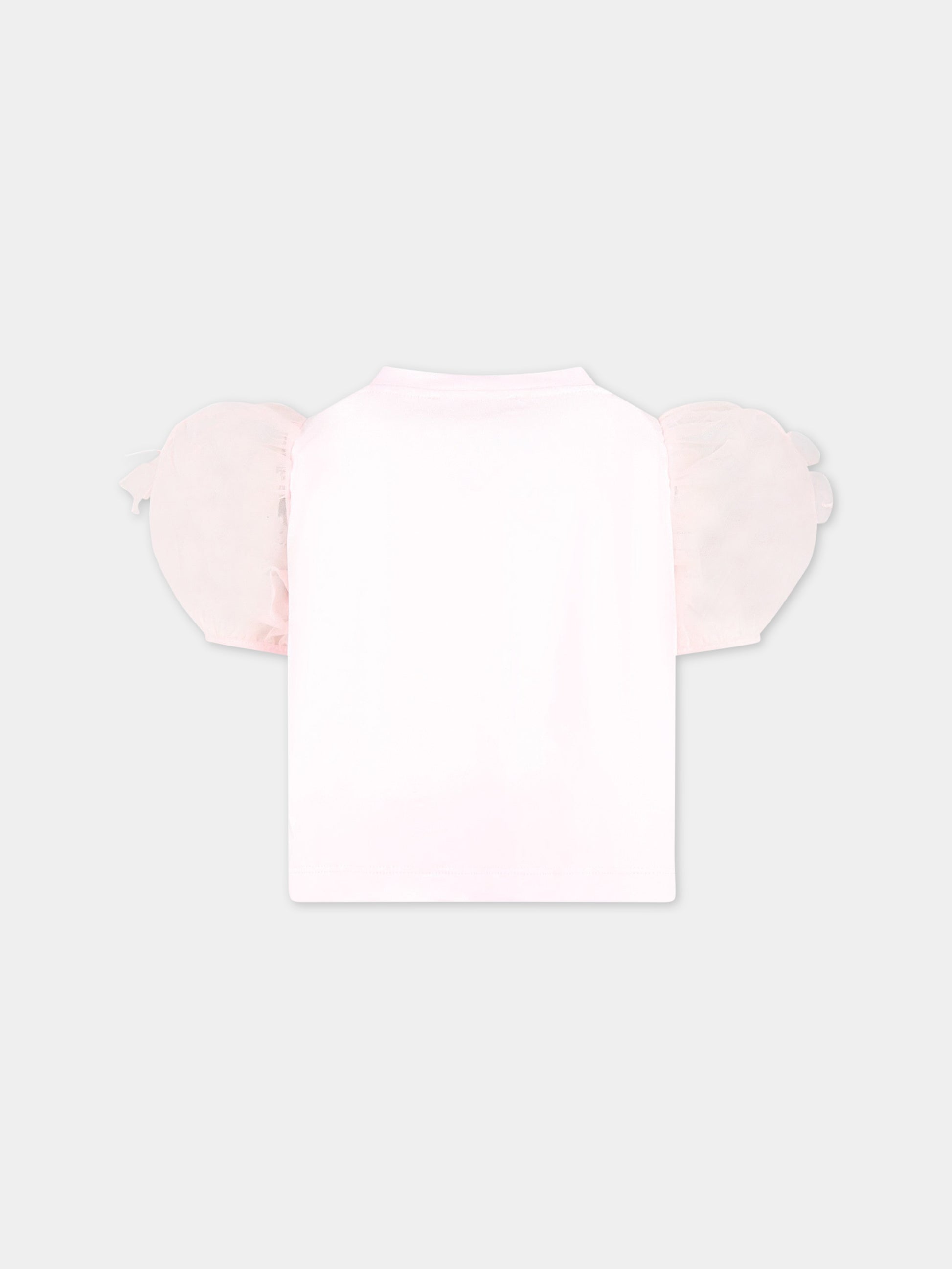 T-shirt rosa per bambina con logo,Monnalisa,71A303 1206 0091