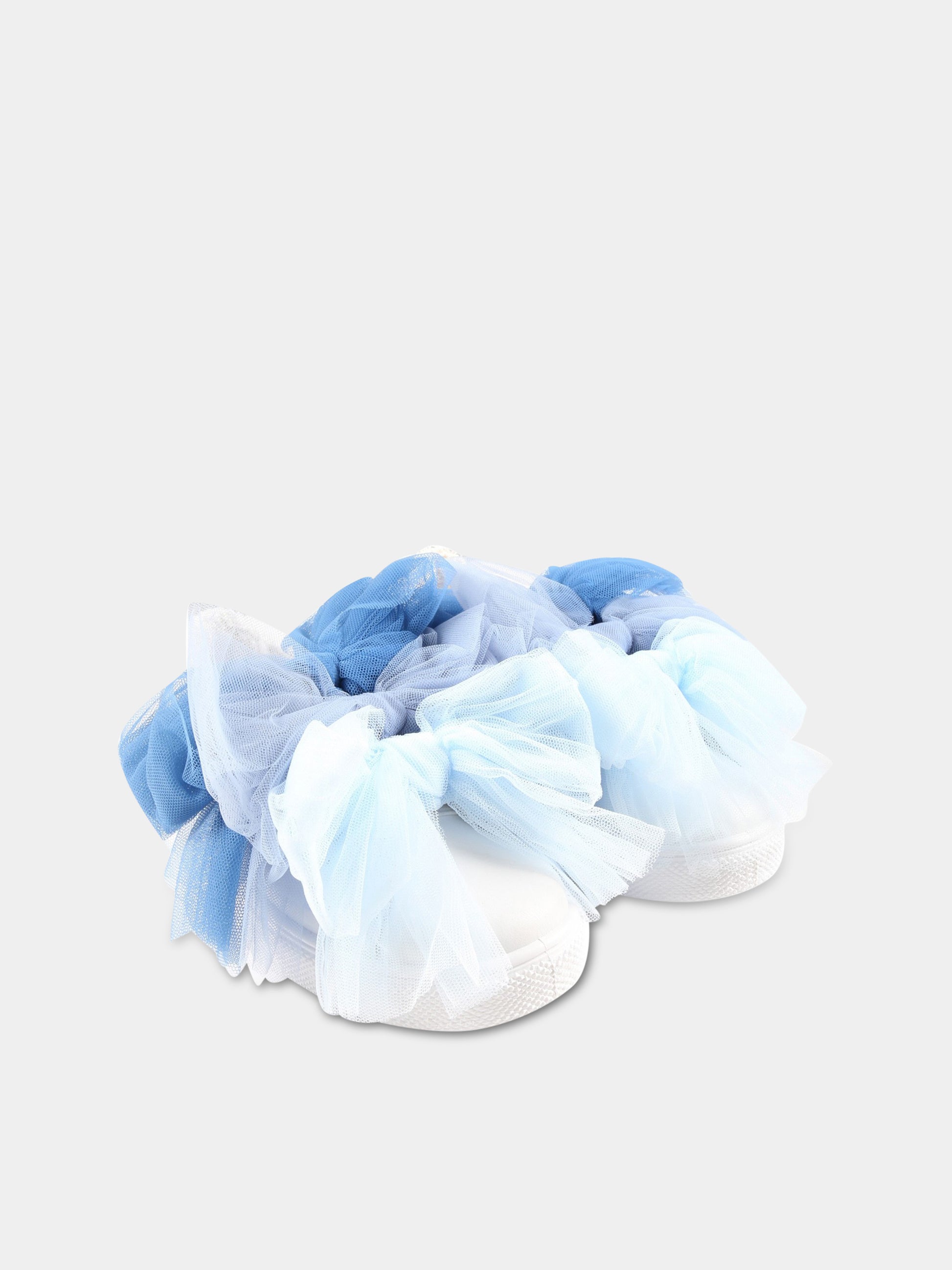 Sneakers bianche per bambina con fiocchi,Monnalisa,8CA010 1716 0152