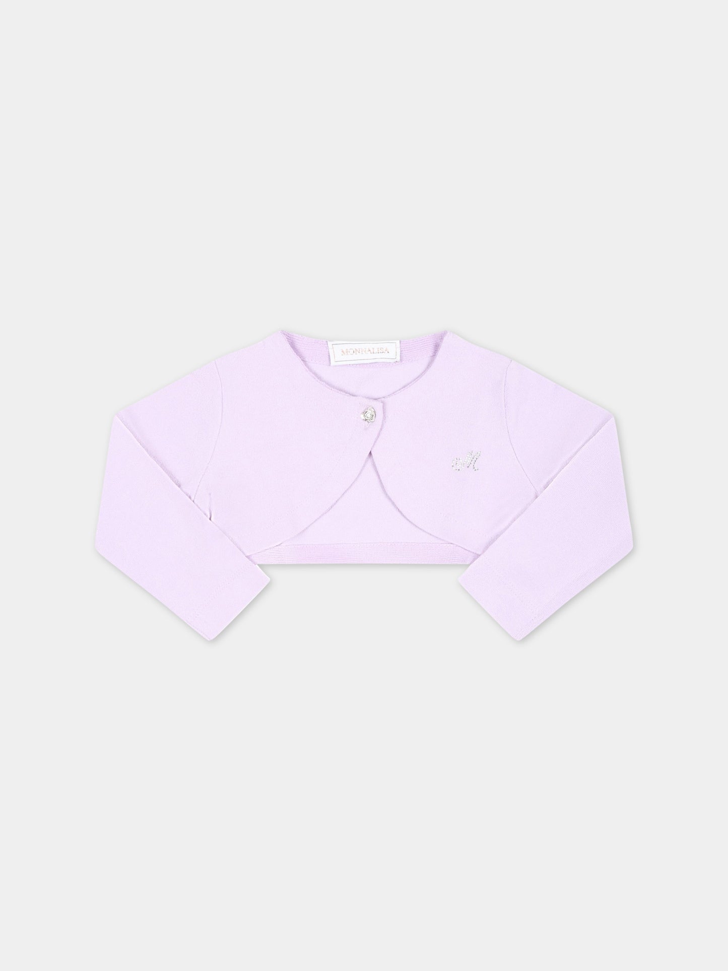 Cardigan viola per neonata con logo,Monnalisa,37A800 1204 0065