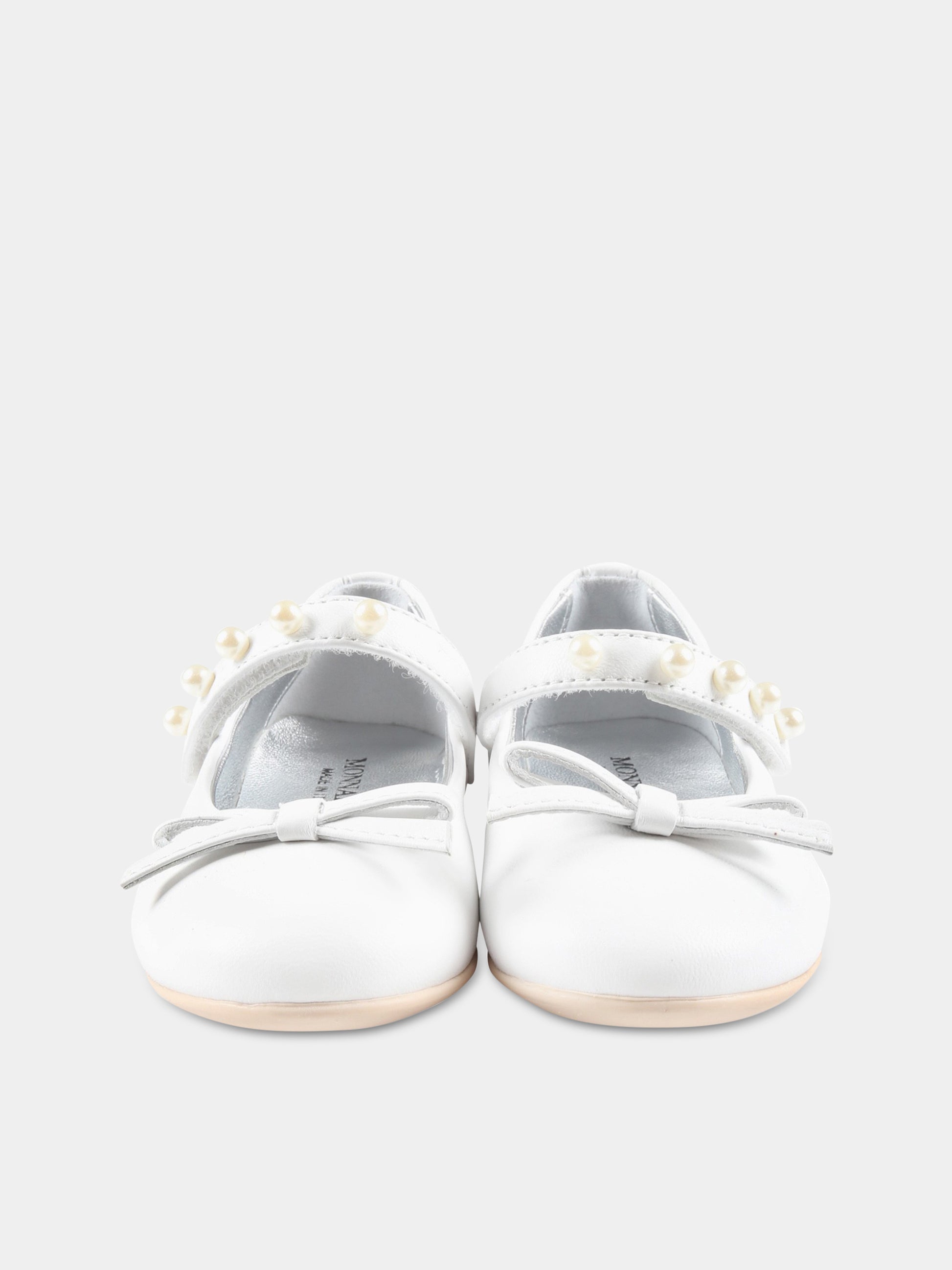 Ballerine bianche per bambina con perle,Monnalisa,83A004 1703 0001