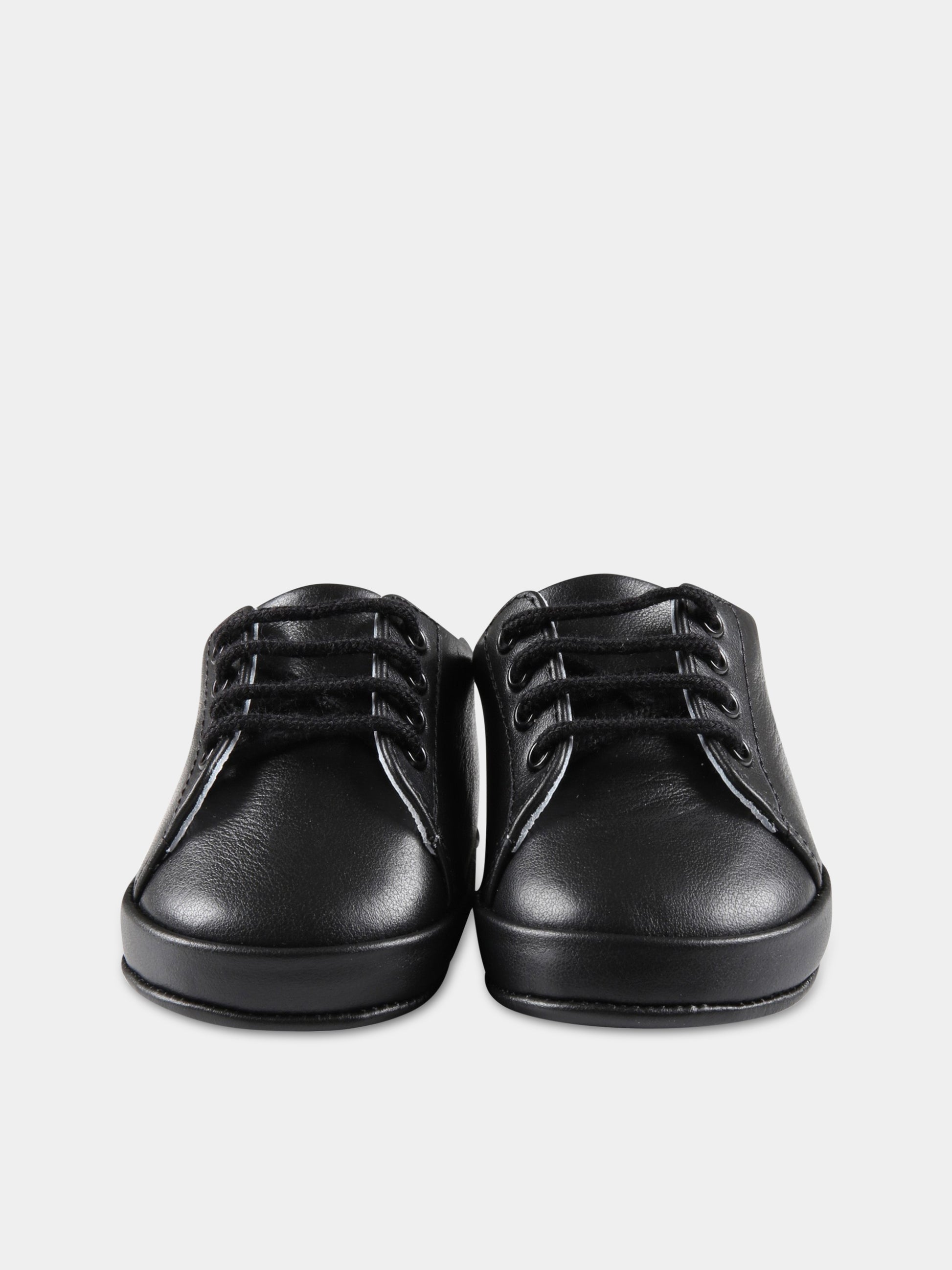 Sneakers nere da culla per neonato con logo bianco,Balmain Kids,BS0576 Y0051 930BC