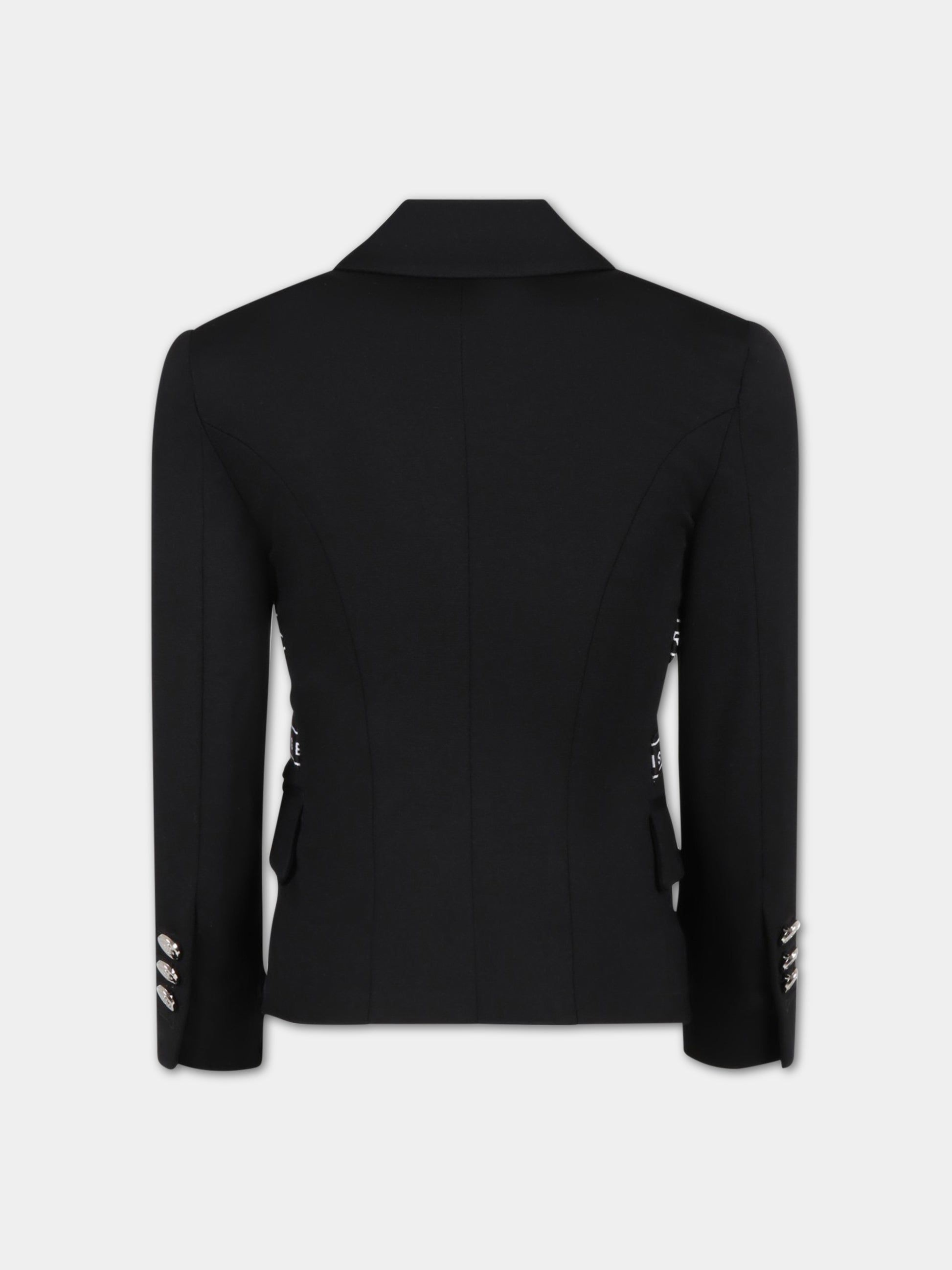 Giacca nera per bambina con logo,Balmain Kids,BS2A14 J0035 930