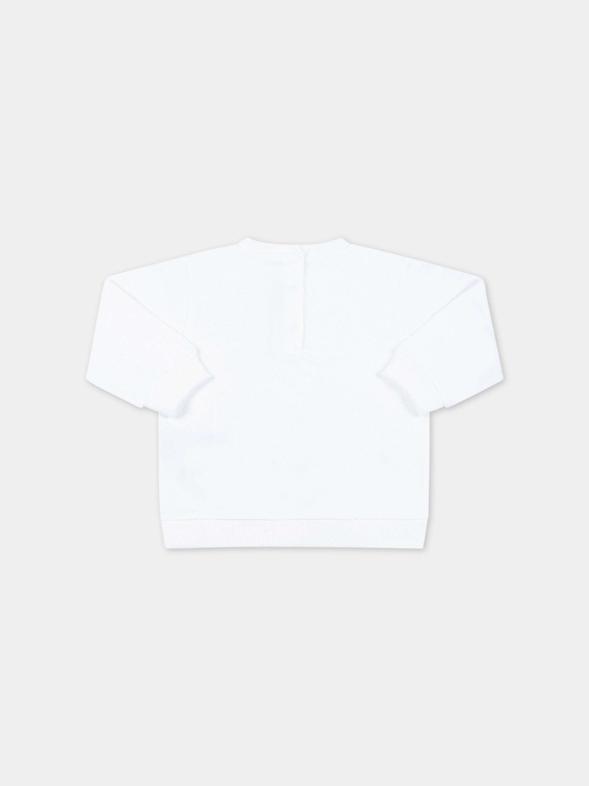 Felpa bianca per neonata con logo multicolor,Balmain Kids,BS4520 Z0001 100