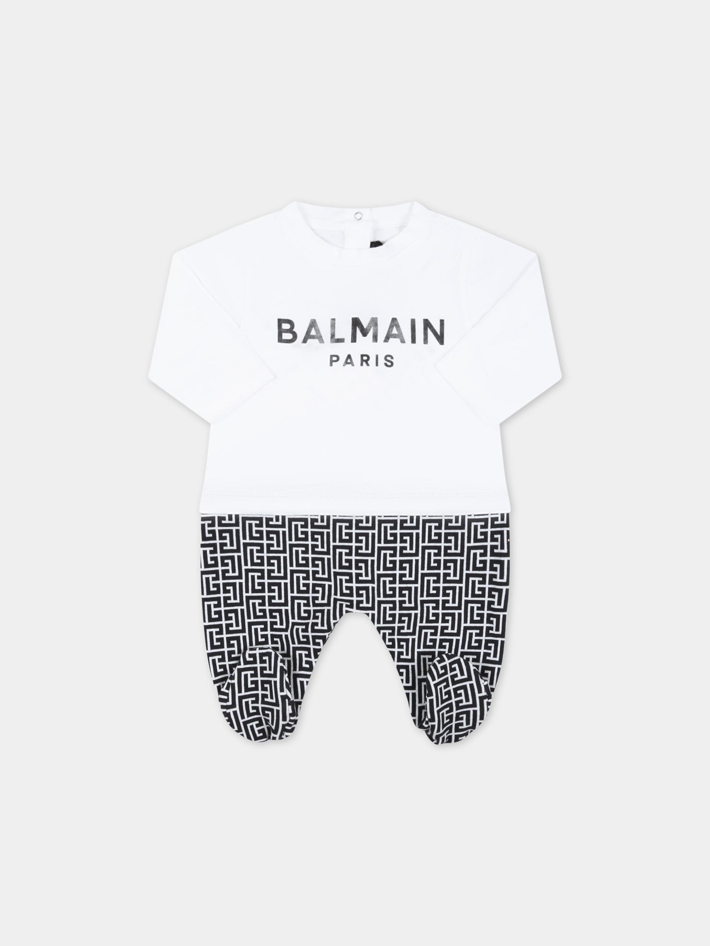 Set bianco e nero per neonato con logo nero,Balmain Kids,BSB539 Z0057 100NE