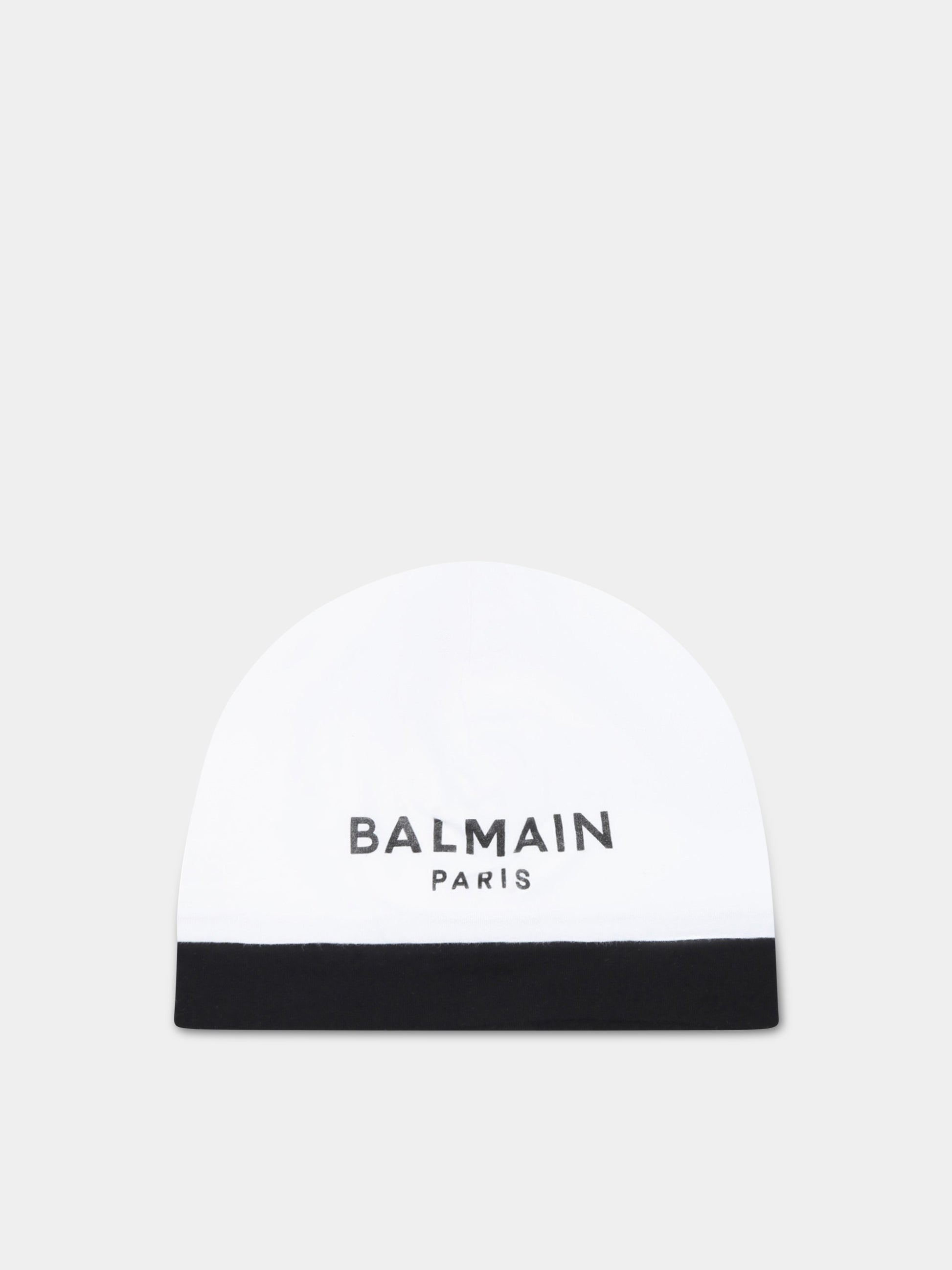 Set bianco e nero per neonato con logo nero,Balmain Kids,BSB539 Z0057 100NE