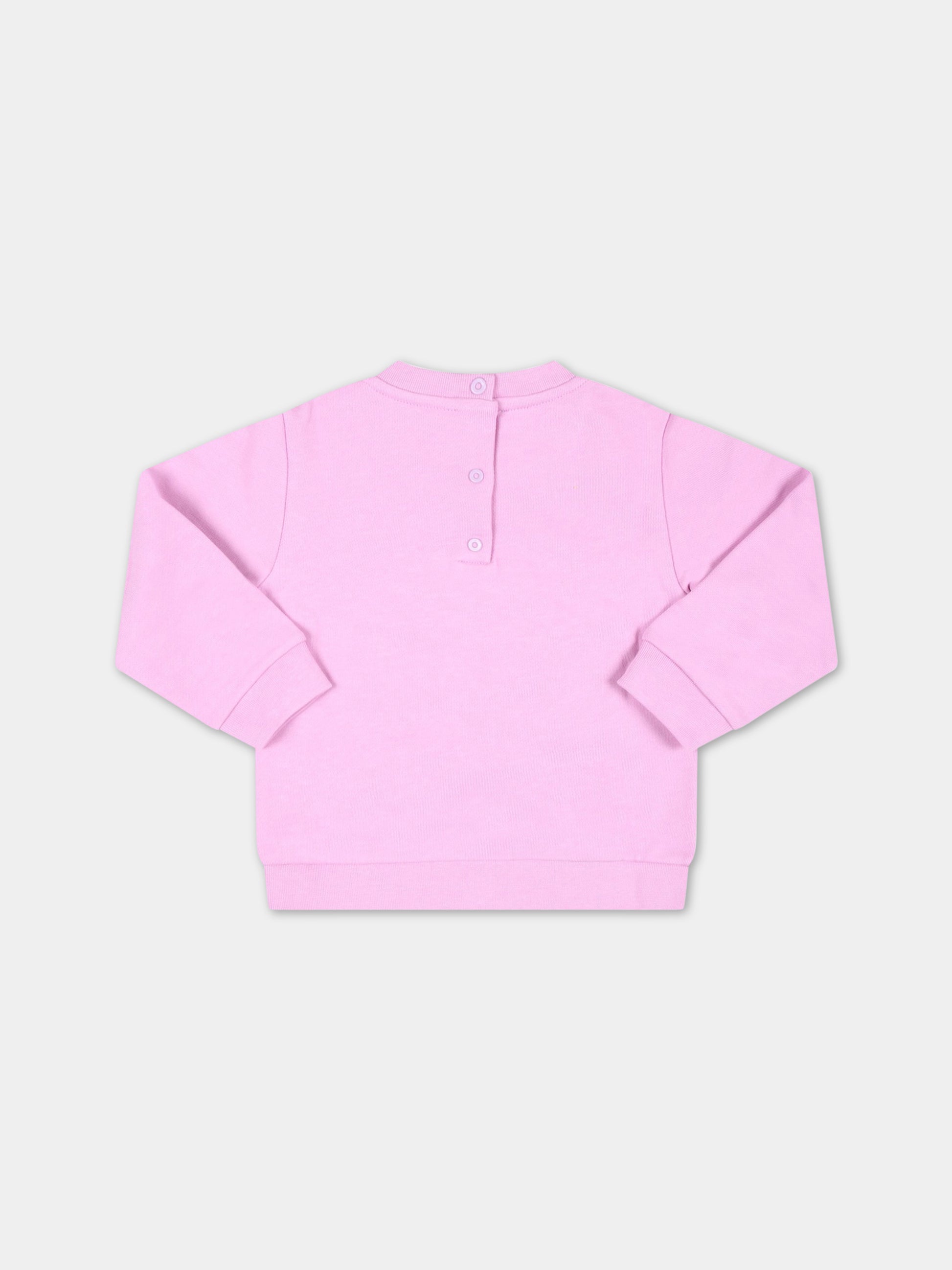 Felpa fucsia per neonata con logo celeste,Fendi Kids,BUH054 5V0 F10WJ