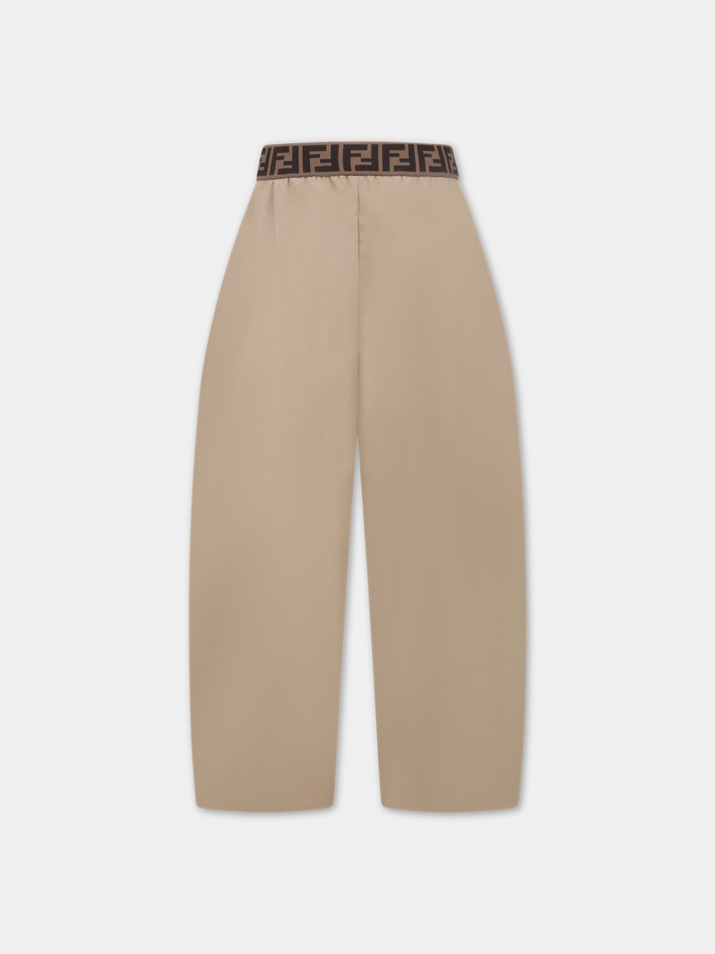 Pantaloni beige per bambina con FF,Fendi Kids,JFF274 AAC3 F1F4G