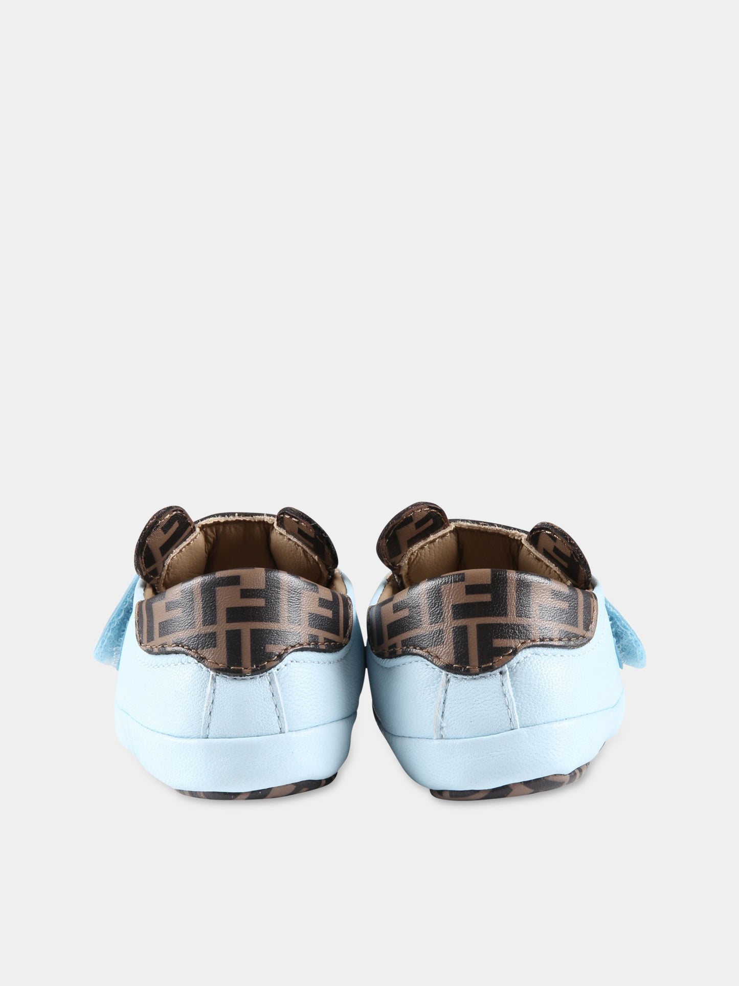 Sneakers celesti da culla per neonato con orso e FF,Fendi Kids,BUR099 AGCC F0C2F