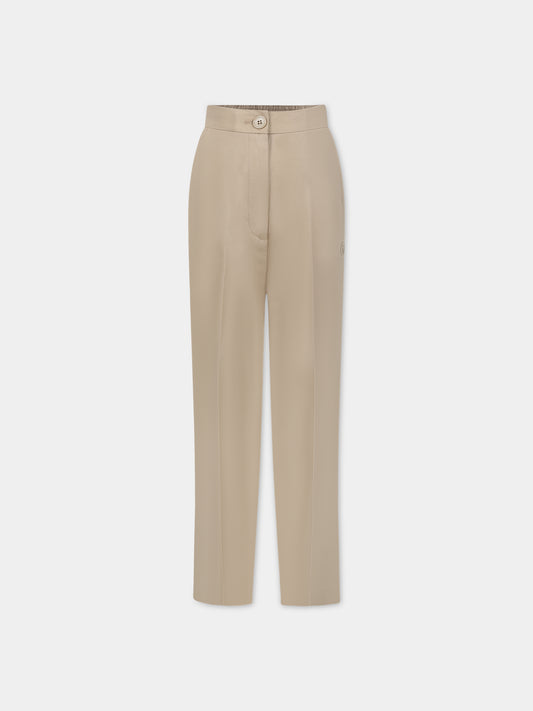 Pantaloni beige per bambina con logo,Mm6 Maison Margiela,M60285 MM036 M6703