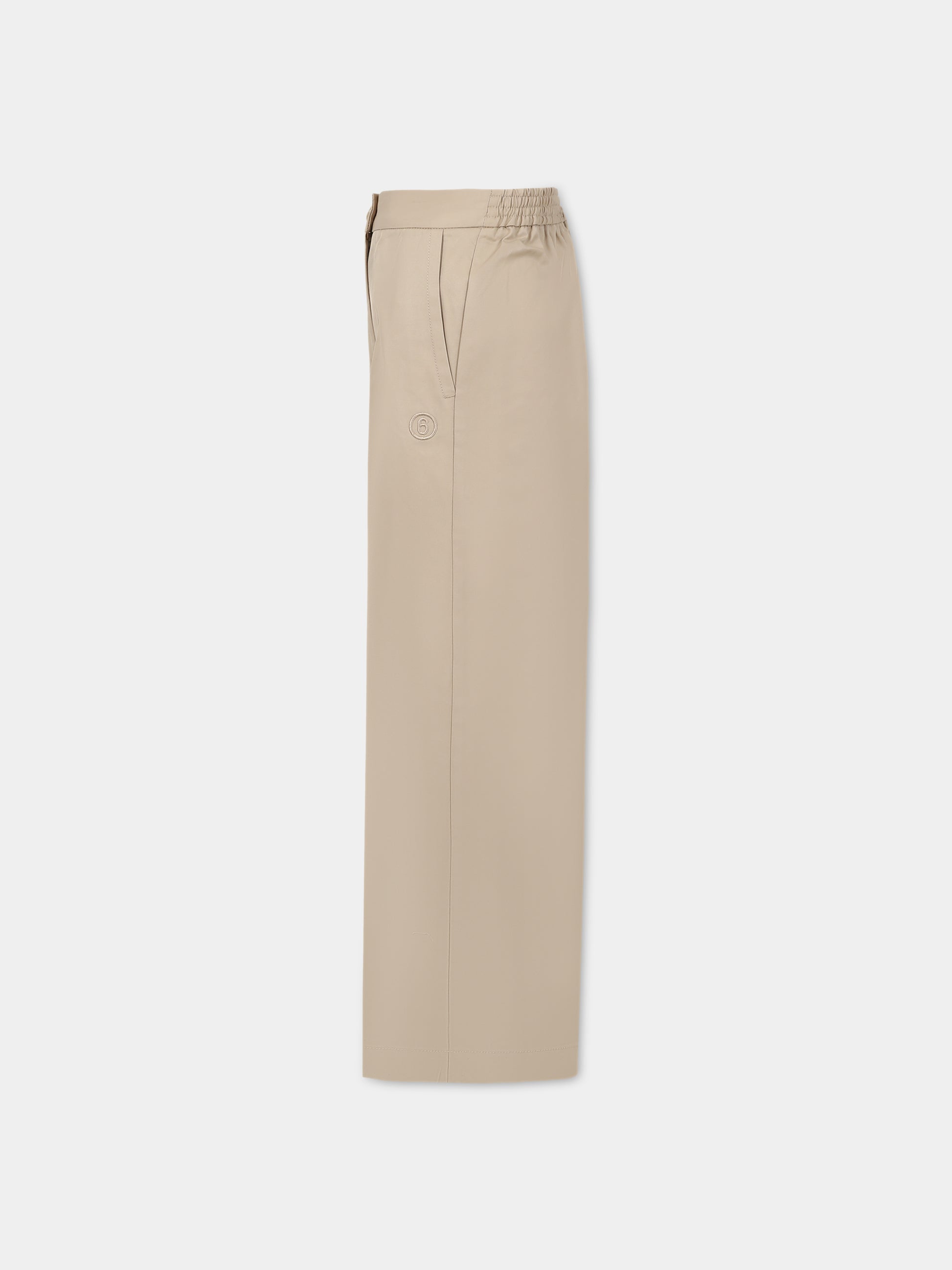 Pantaloni beige per bambina con logo,Mm6 Maison Margiela,M60285 MM036 M6703