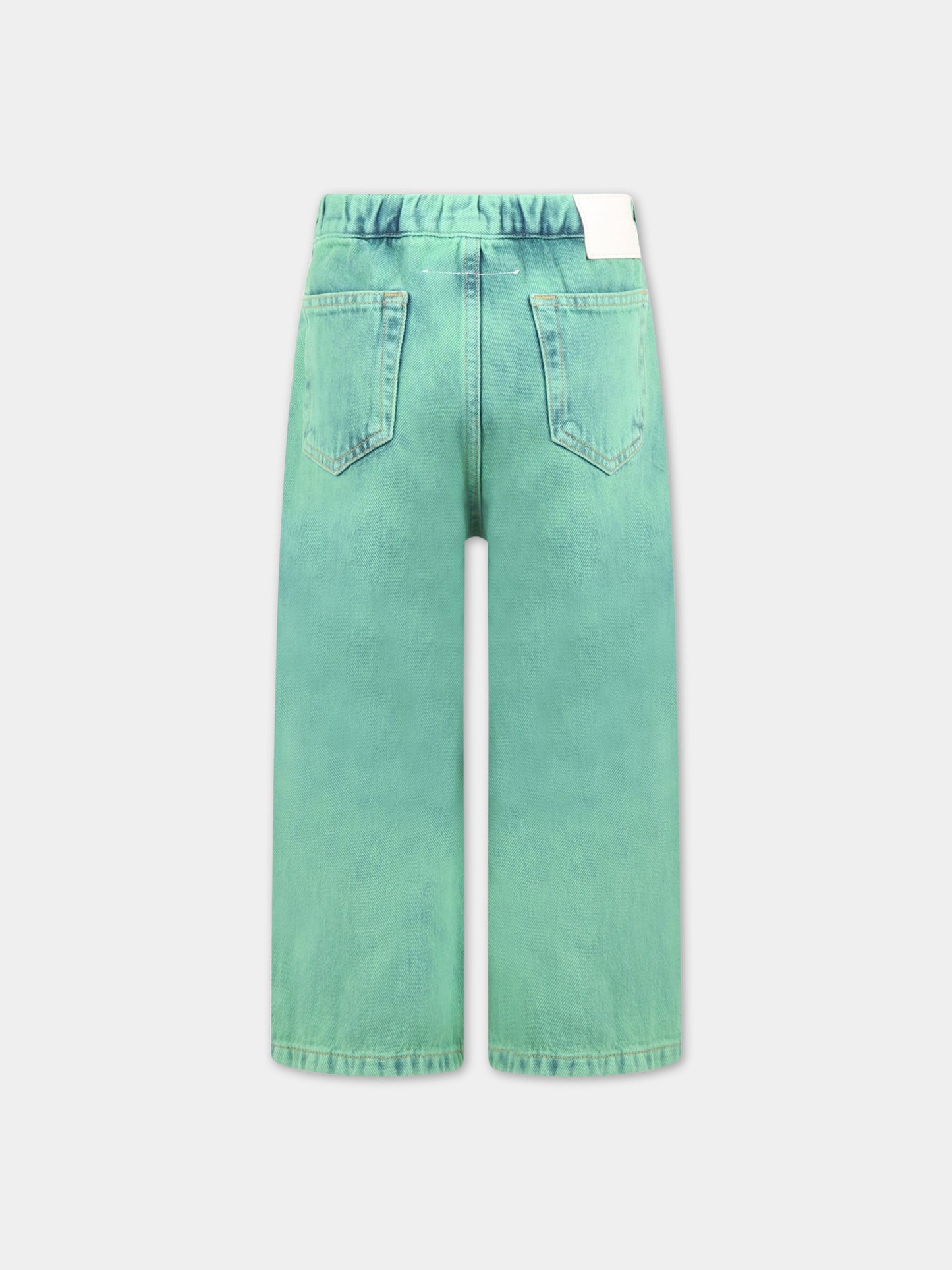 Jeans verde per bambina con patch logato,Mm6 Maison Margiela,M60053 MM00H M6506