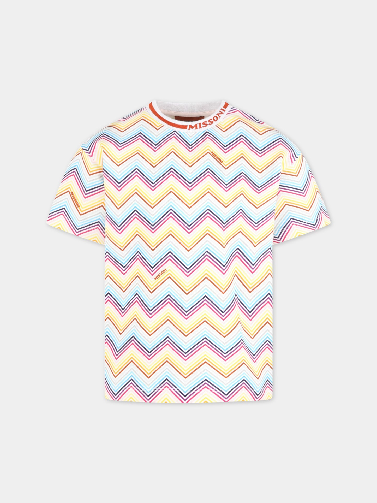T-shirt multicolor per bambina con iconico motivo a chevron,Missoni,MS4A11 Z1209 100MC