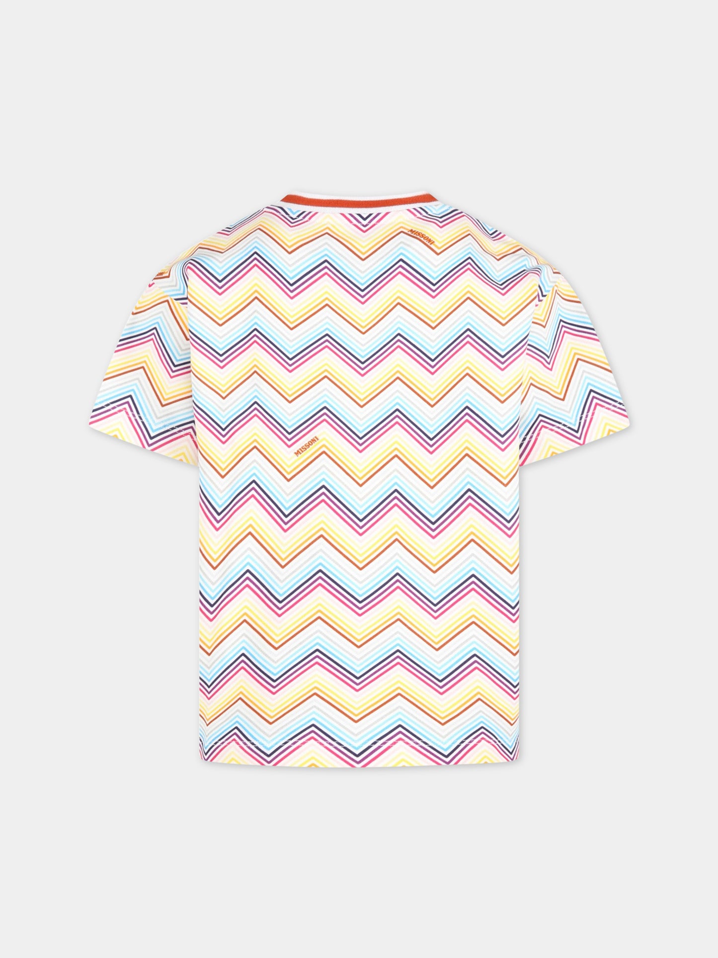 T-shirt multicolor per bambina con iconico motivo a chevron,Missoni,MS4A11 Z1209 100MC