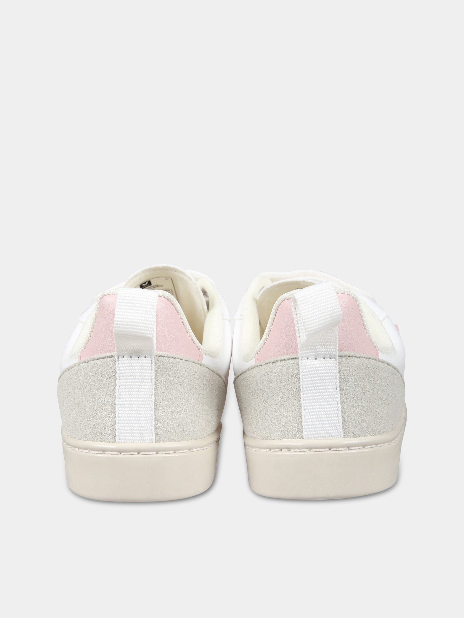 Sneakers bianche per bambina con logo rosa,Veja,CV0703245C