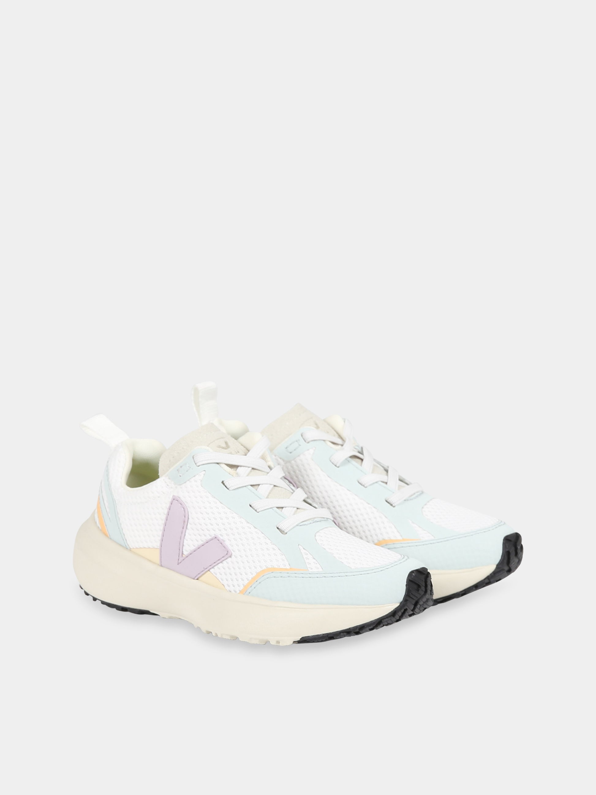 Sneakers multicolor per bambina con logo viola,Veja,YL1803242C