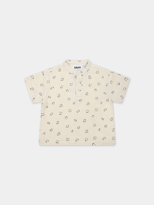 T-shirt bianca per neonati con smile,Molo,6S23A212 6723