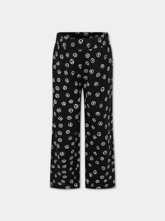 Pantaloni neri da tuta per bambino con smile bianco all-over,Molo,1S23I103 6755