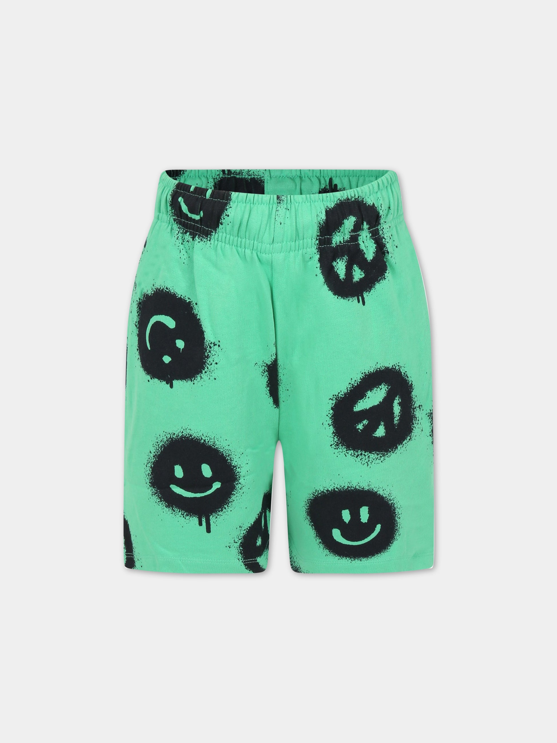 Shorts verdi per bambino con stampe nere all-over,Molo,6S23H204 6798