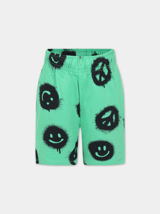 Shorts verdi per bambino con stampe nere all-over,Molo,6S23H204 6798