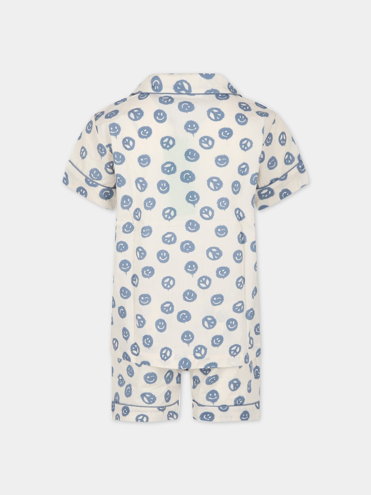Pigiama avorio per bambino con stampe blu all-over e con logo,Molo,6S23R502 6836