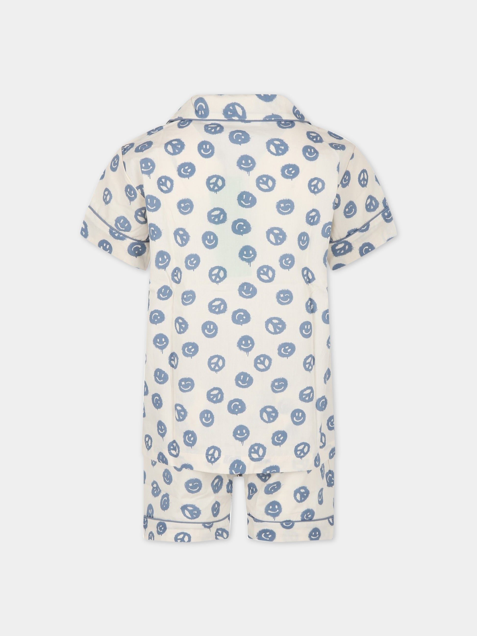 Pigiama avorio per bambino con stampe blu all-over e con logo,Molo,6S23R502 6836