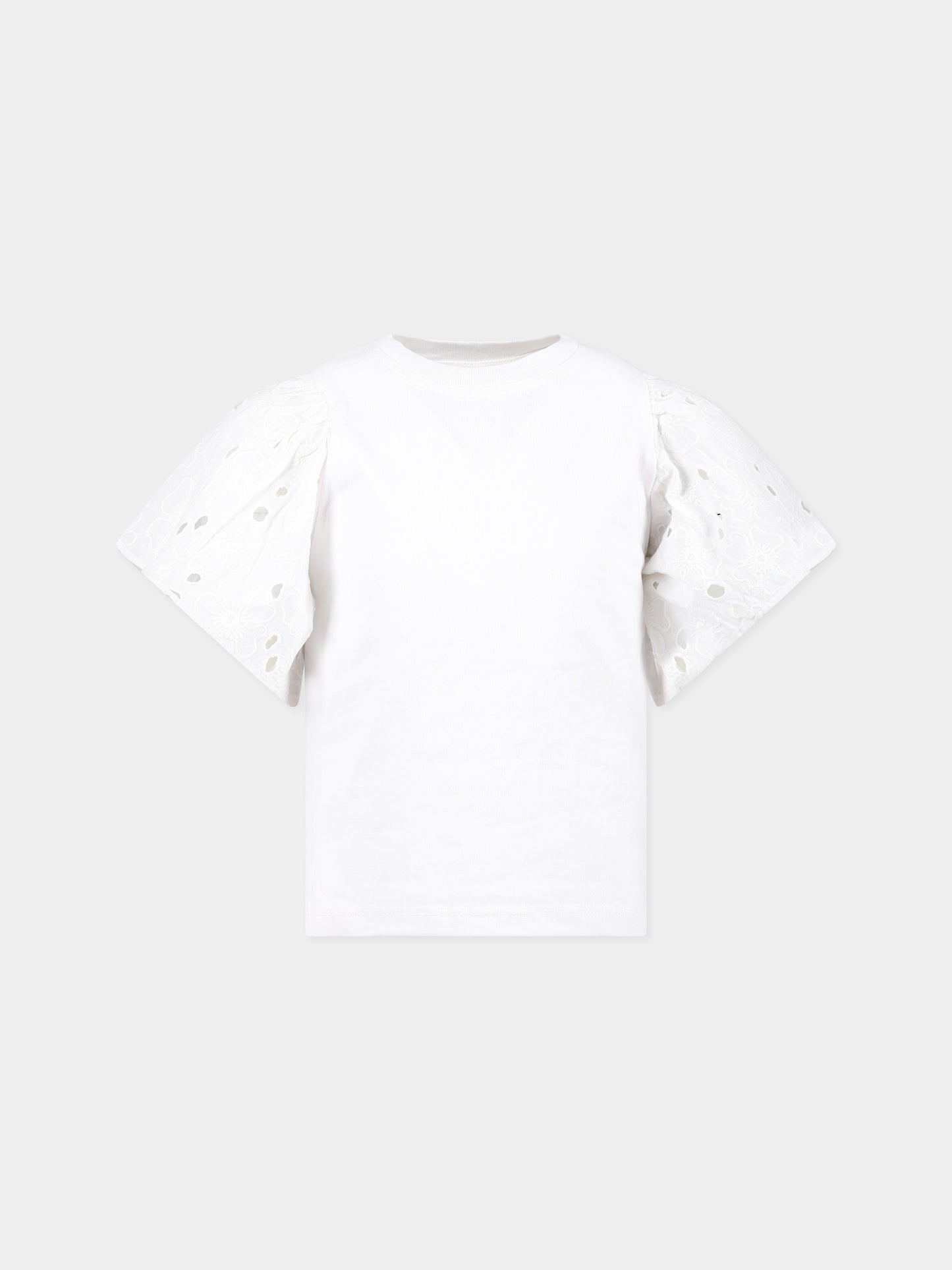 T-shirt bianca per bambina con rouches,Molo,2S23A204 0000